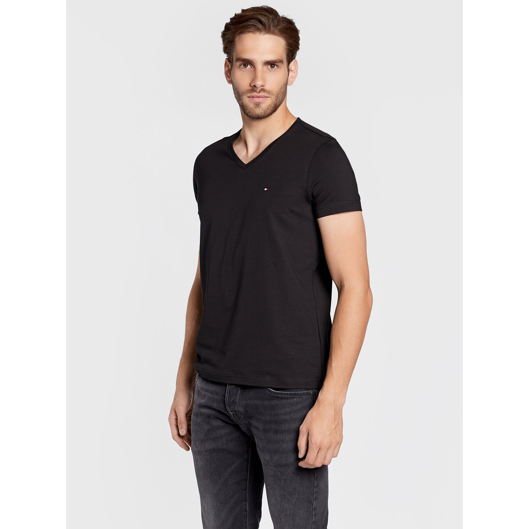 Tommy Hilfiger Póló Core Stretch MW0MW27540 Fekete Slim Fit - Pepit.hu