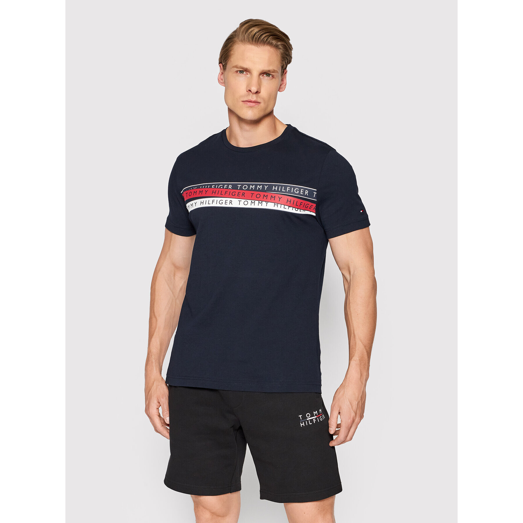 Tommy Hilfiger Póló Corp Chest Taping MW0MW24549 Sötétkék Regular Fit - Pepit.hu