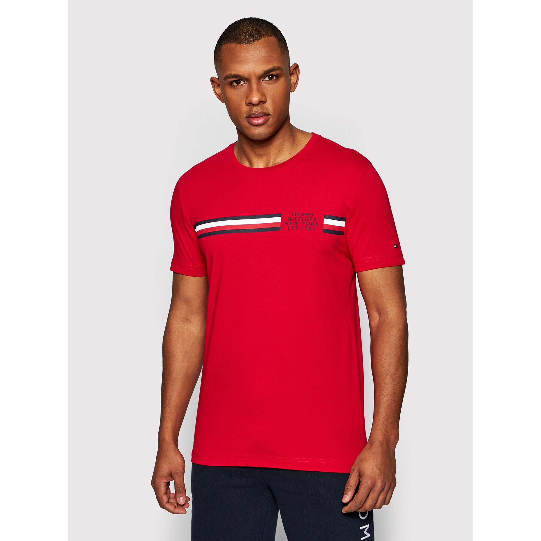 Tommy Hilfiger Póló Corp Split Tee MW0MW16592 Piros Regular Fit - Pepit.hu