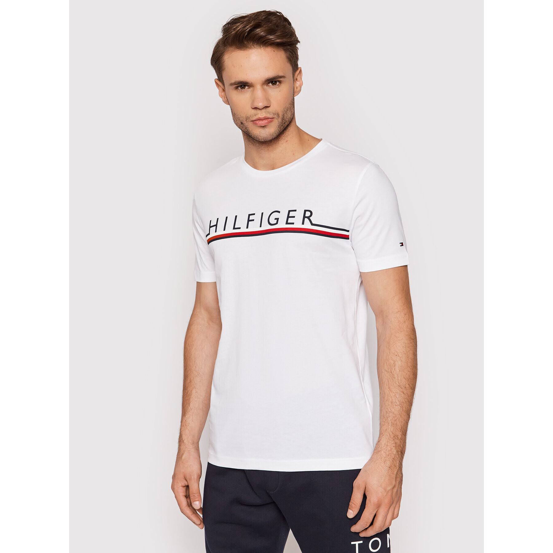 Tommy Hilfiger Póló Corp Stripe MW0MW20153 Fehér Regular Fit - Pepit.hu