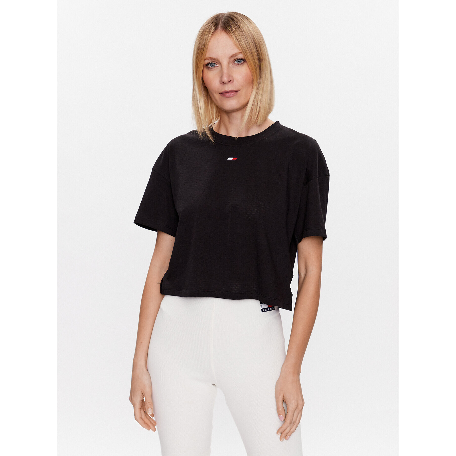 Tommy Hilfiger Póló Essentials S10S101670 Fekete Cropped Fit - Pepit.hu