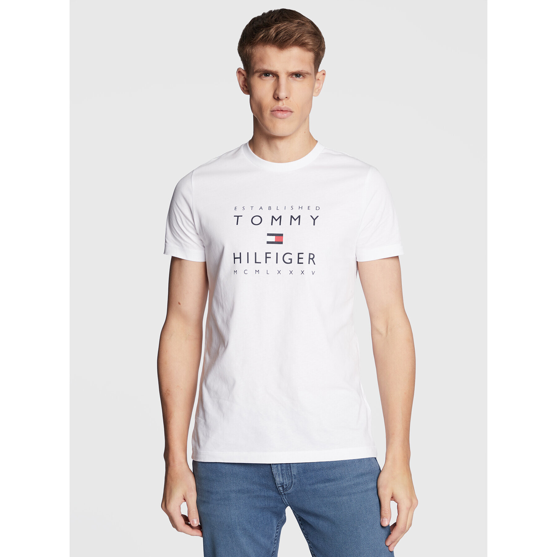 Tommy Hilfiger Póló Established MW0MW29377 Fehér Slim Fit - Pepit.hu