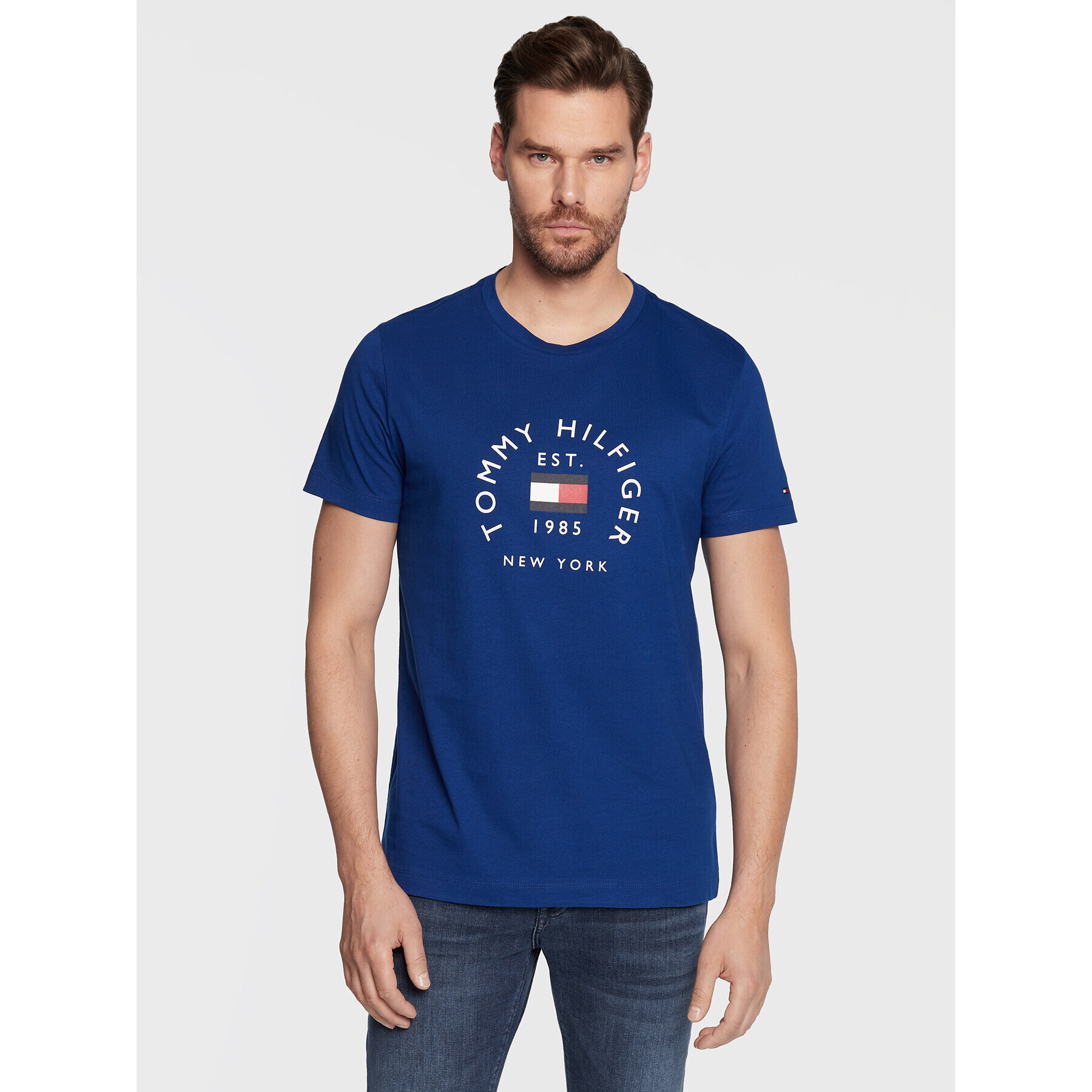 Tommy Hilfiger Póló Flag Arch MW0MW27909 Kék Slim Fit - Pepit.hu