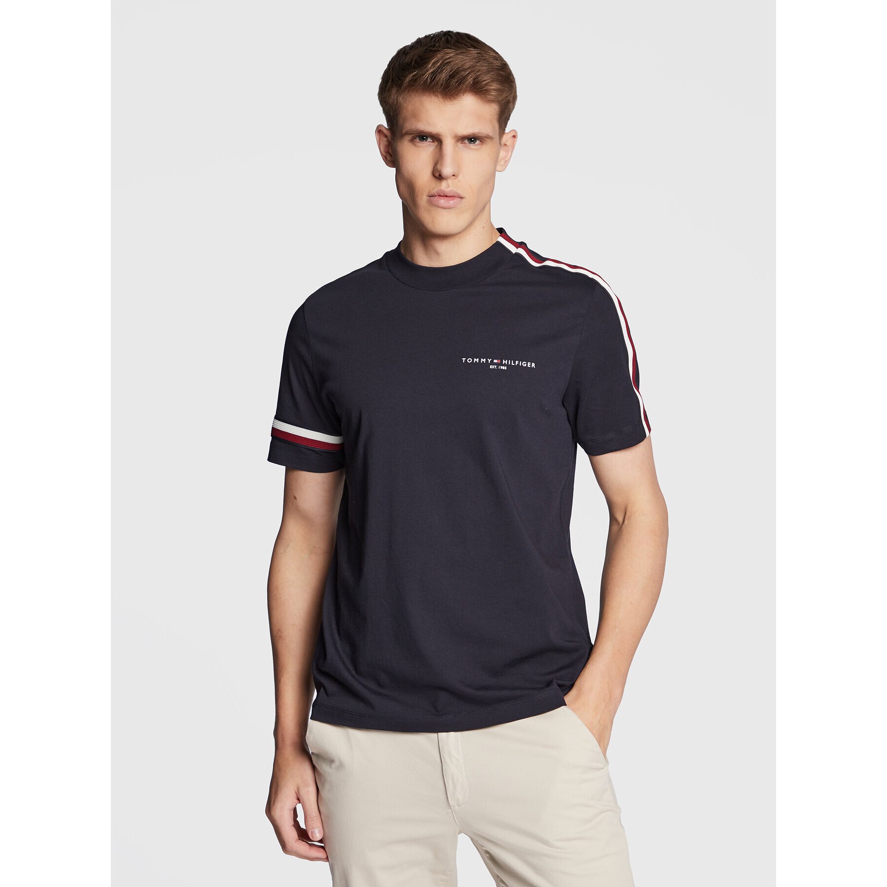 Tommy Hilfiger Póló Global Stripe MW0MW29393 Sötétkék Regular Fit - Pepit.hu