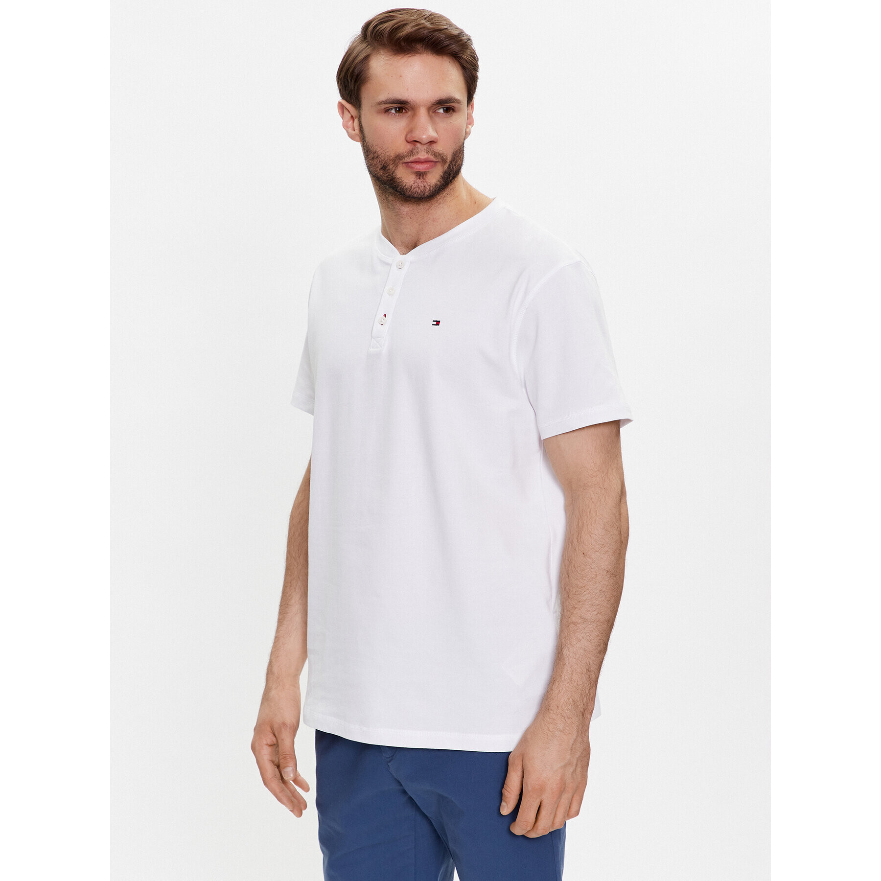 Tommy Hilfiger Póló Henley UM0UM02803 Fehér Regular Fit - Pepit.hu