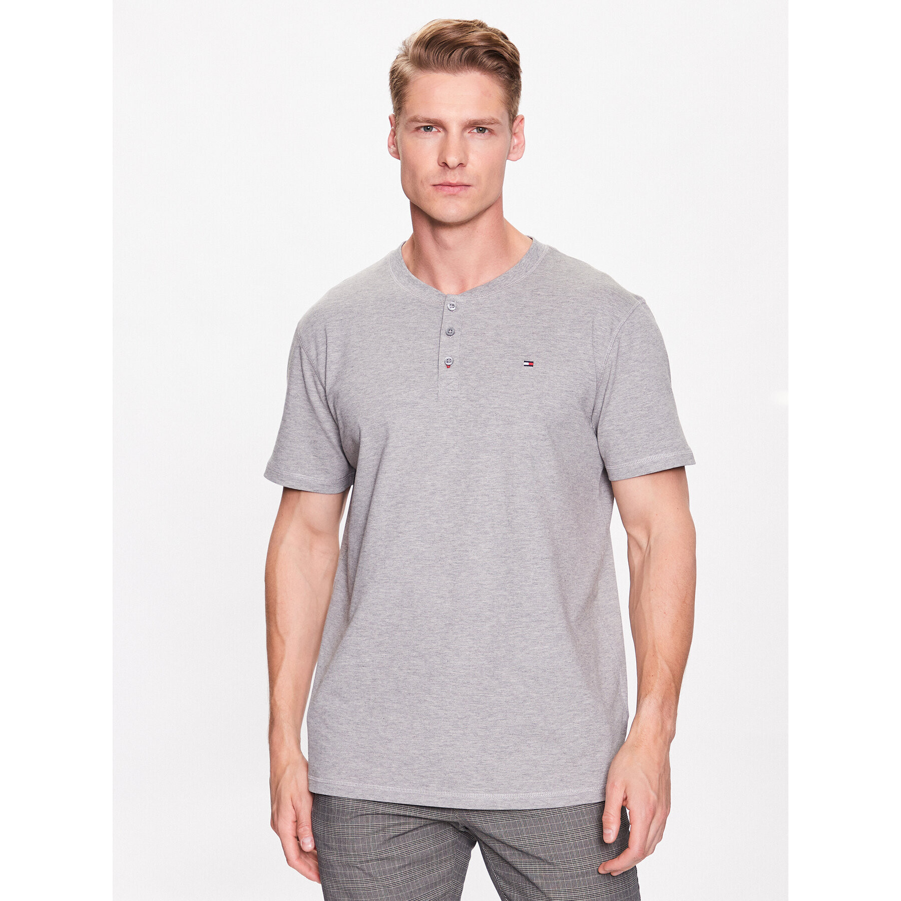 Tommy Hilfiger Póló Henley UM0UM02803 Szürke Regular Fit - Pepit.hu