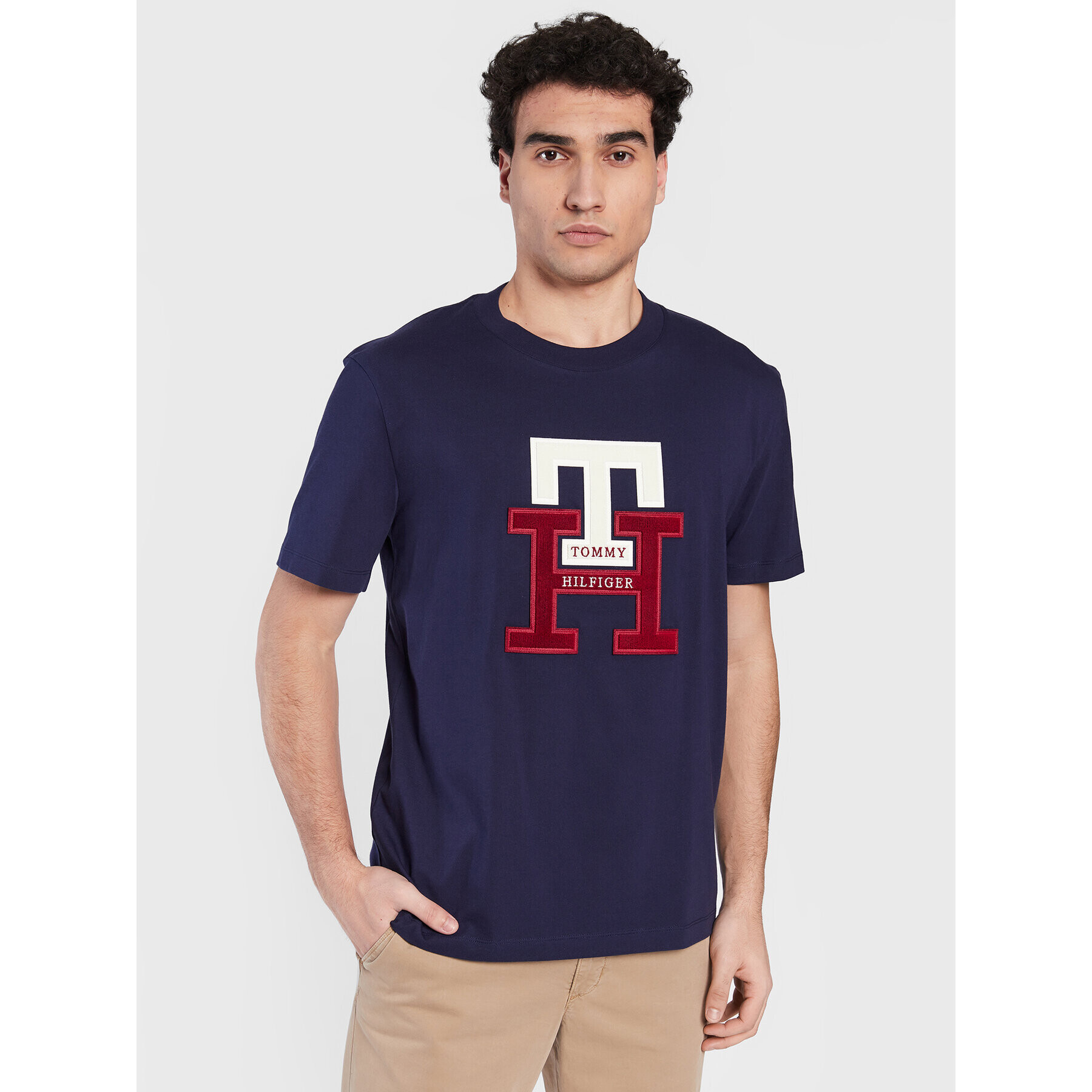 Tommy Hilfiger Póló Icon Monogram MW0MW29597 Sötétkék Relaxed Fit - Pepit.hu