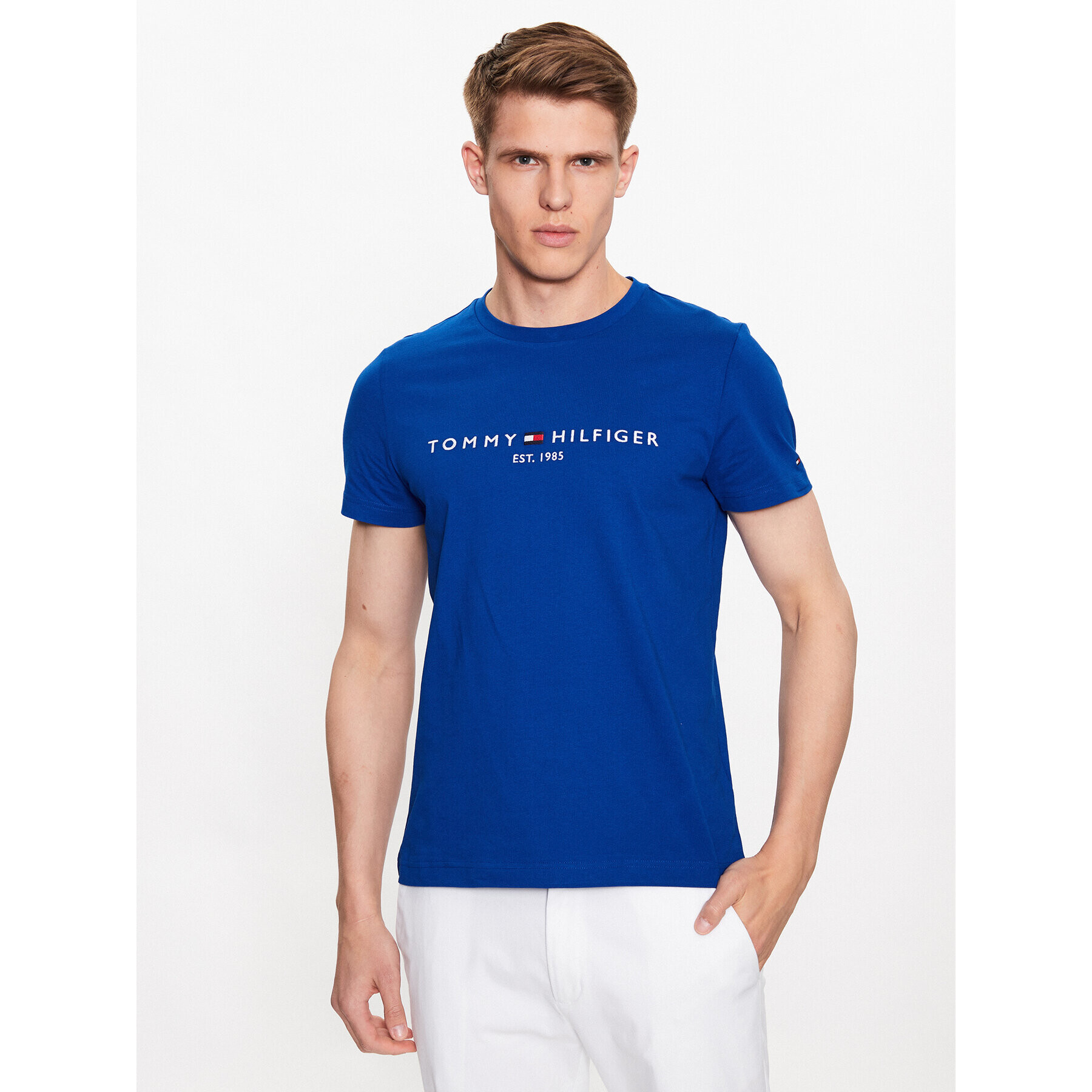 Tommy Hilfiger Póló Logo MW0MW11797 Sötétkék Slim Fit - Pepit.hu