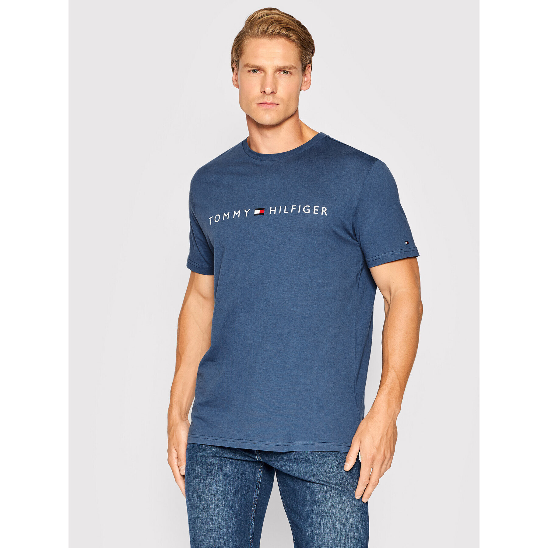 Tommy Hilfiger Póló Logo UM0UM01434 Kék Regular Fit - Pepit.hu