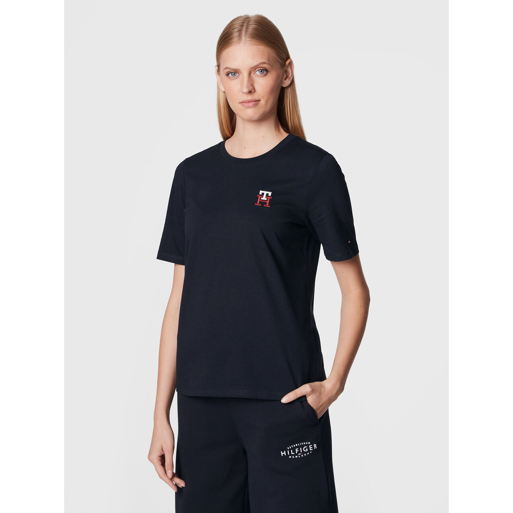 Tommy Hilfiger Póló Monogram WW0WW37433 Sötétkék Regular Fit - Pepit.hu