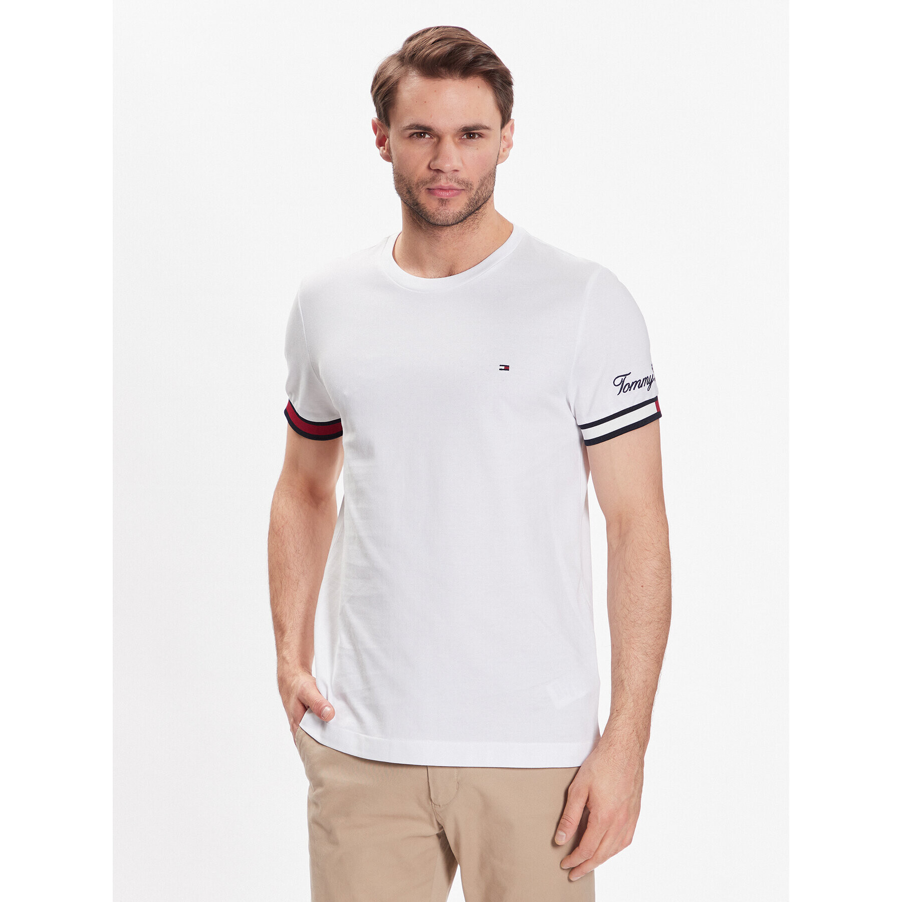 Tommy Hilfiger Póló Pique Flag MW0MW30039 Fehér Slim Fit - Pepit.hu