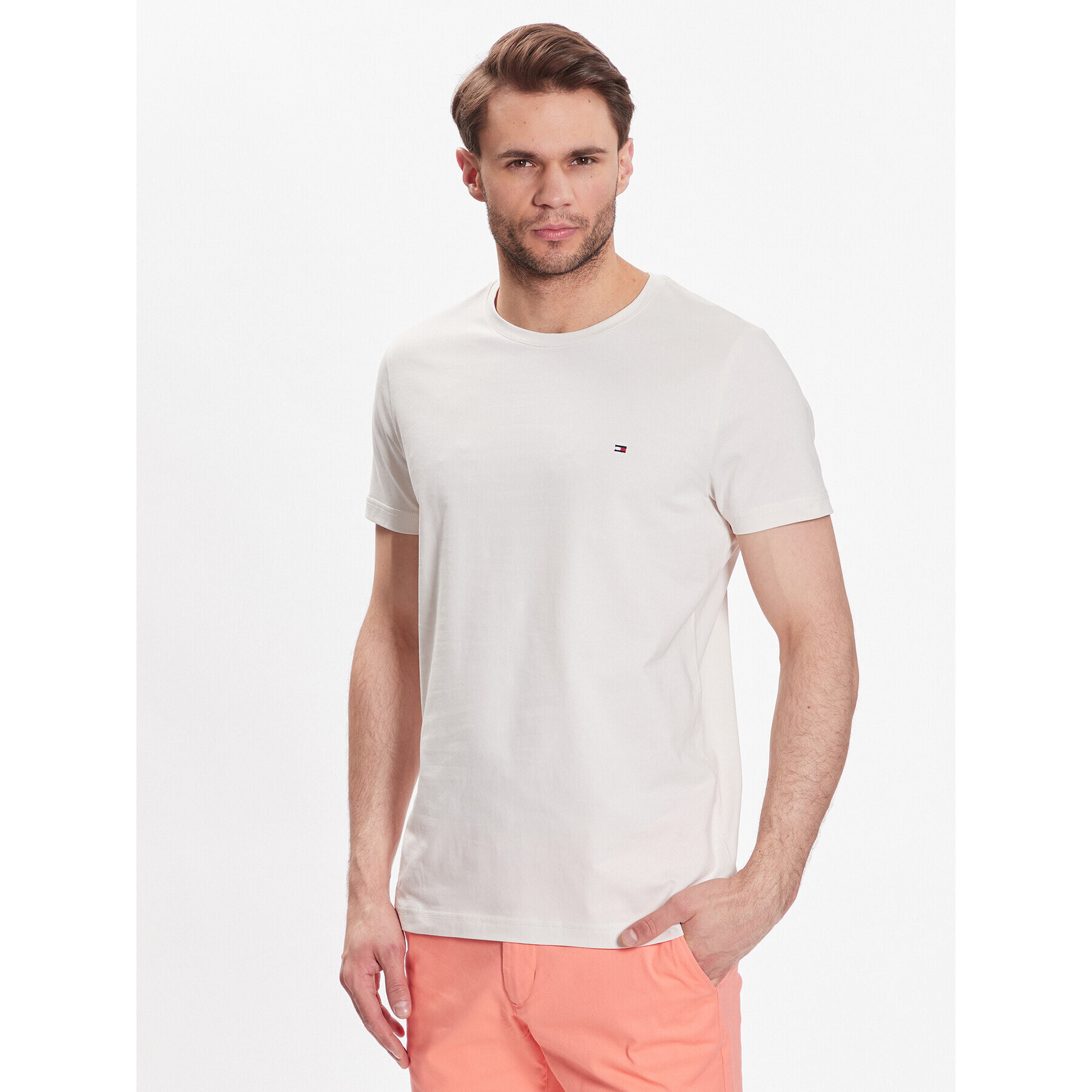 Tommy Hilfiger Póló Stretch MW0MW10800 Bézs Slim Fit - Pepit.hu