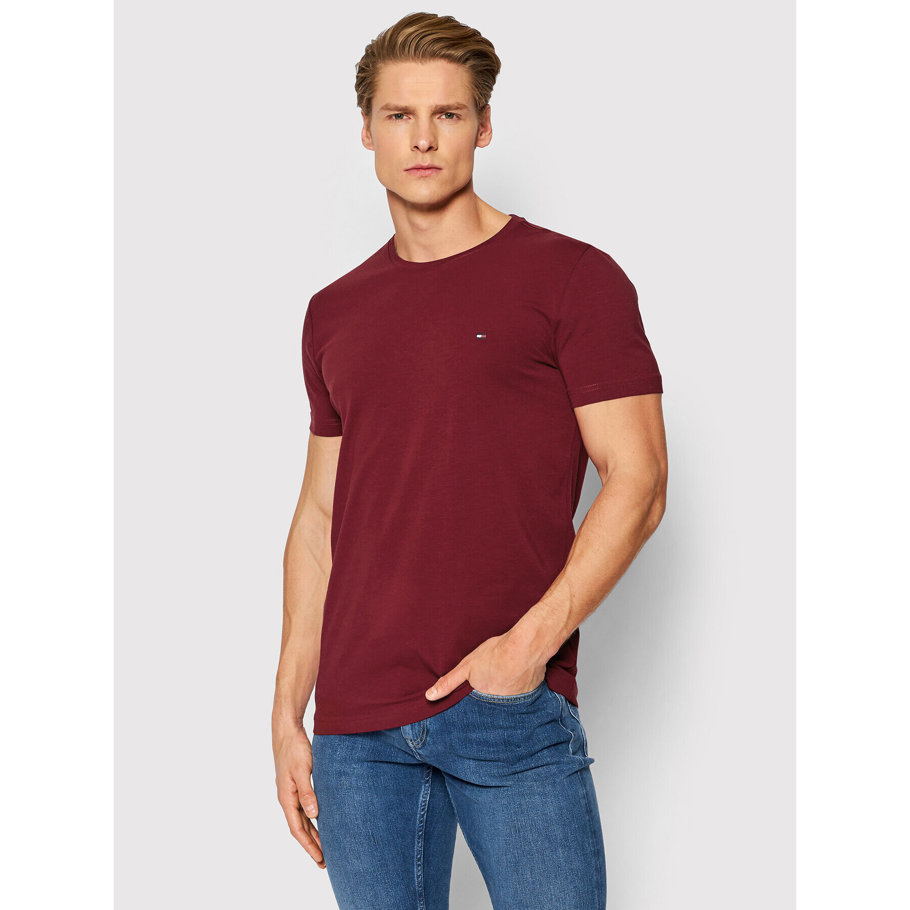 Tommy Hilfiger Póló Stretch MW0MW10800 Bordó Slim Fit - Pepit.hu