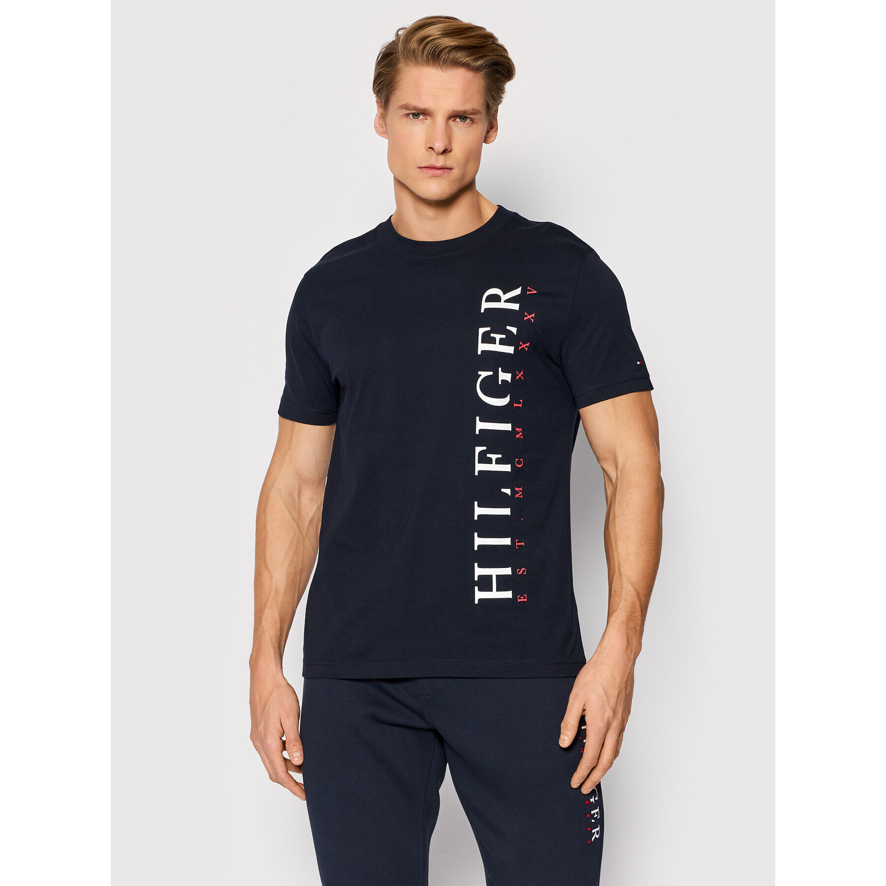 Tommy Hilfiger Póló Vertical Logo MW0MW22164 Sötétkék Regular Fit - Pepit.hu