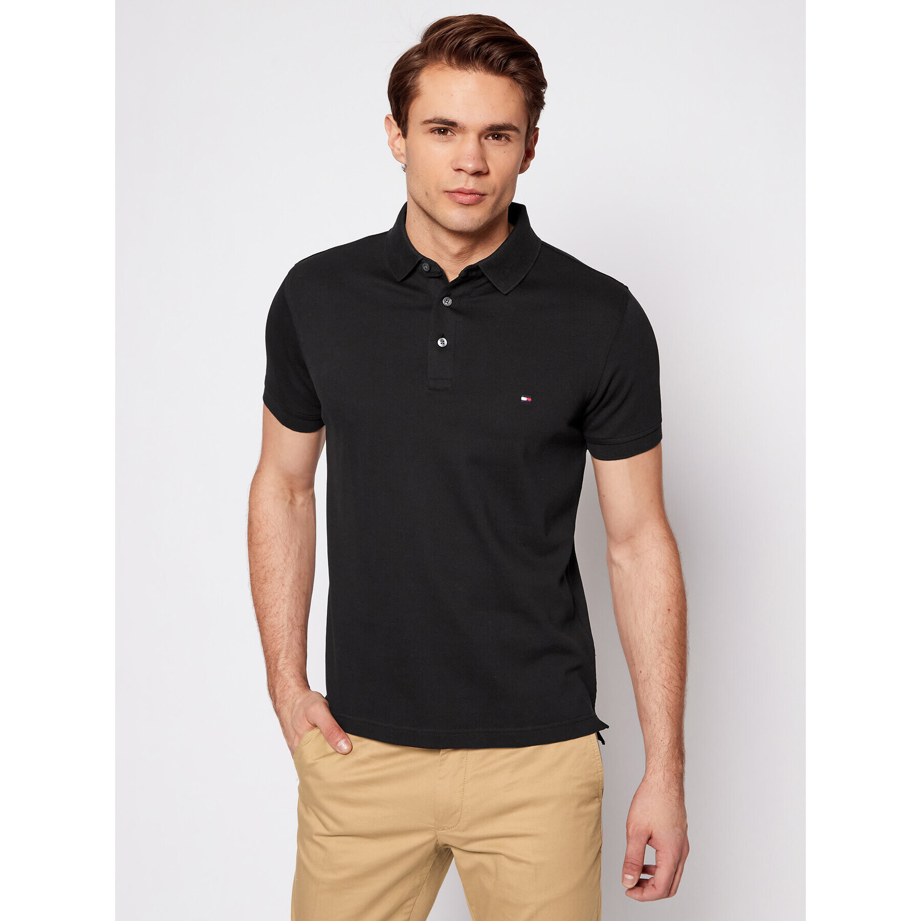 Tommy Hilfiger Pólóing 1985 MW0MW17771 Fekete Slim Fit - Pepit.hu