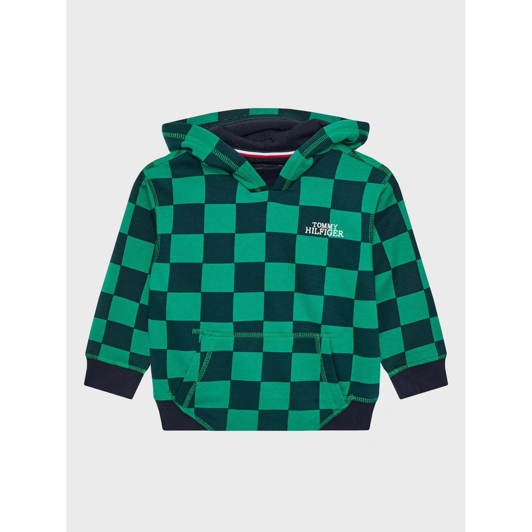 Tommy Hilfiger Pulóver Checker Board KB0KB07777 D Zöld Regular Fit - Pepit.hu