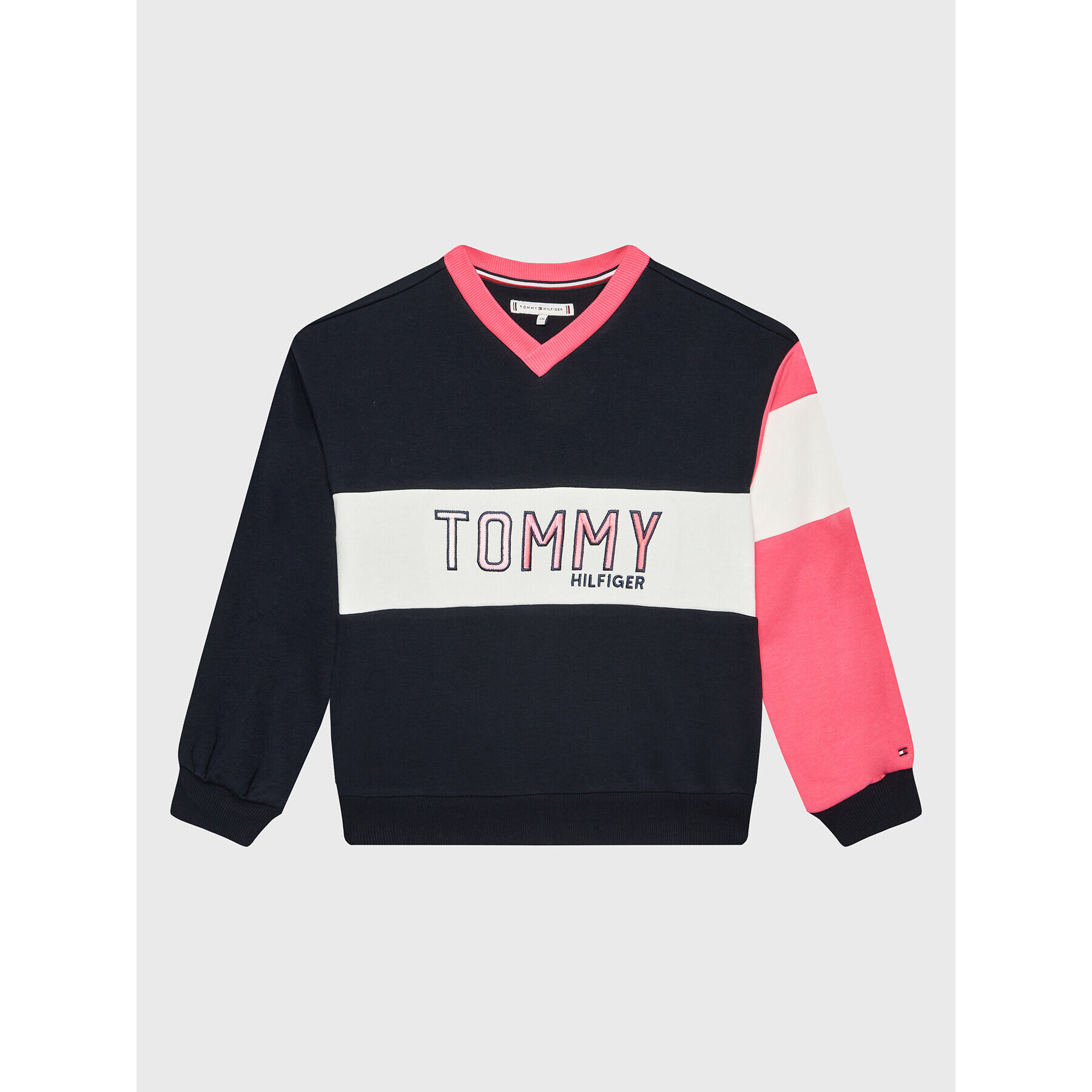 Tommy Hilfiger Pulóver Colorblock KG0KG06657 Sötétkék Regular Fit - Pepit.hu