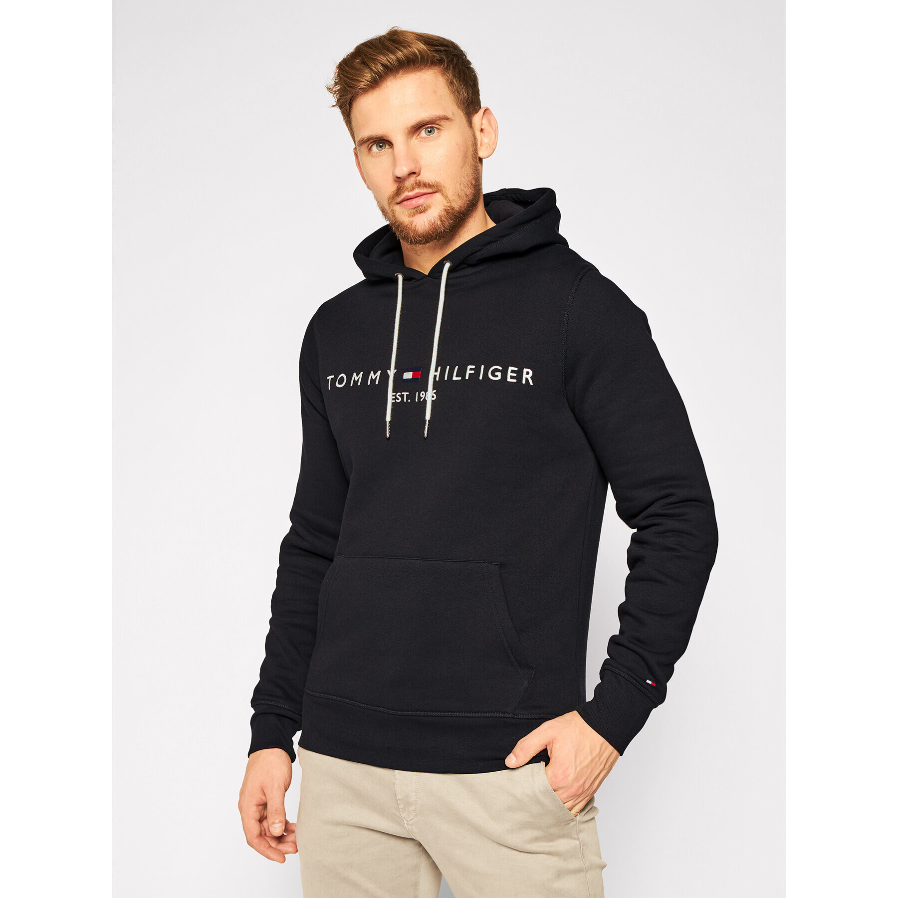 Tommy Hilfiger Pulóver Core Logo MW0MW10752 Fekete Regular Fit - Pepit.hu