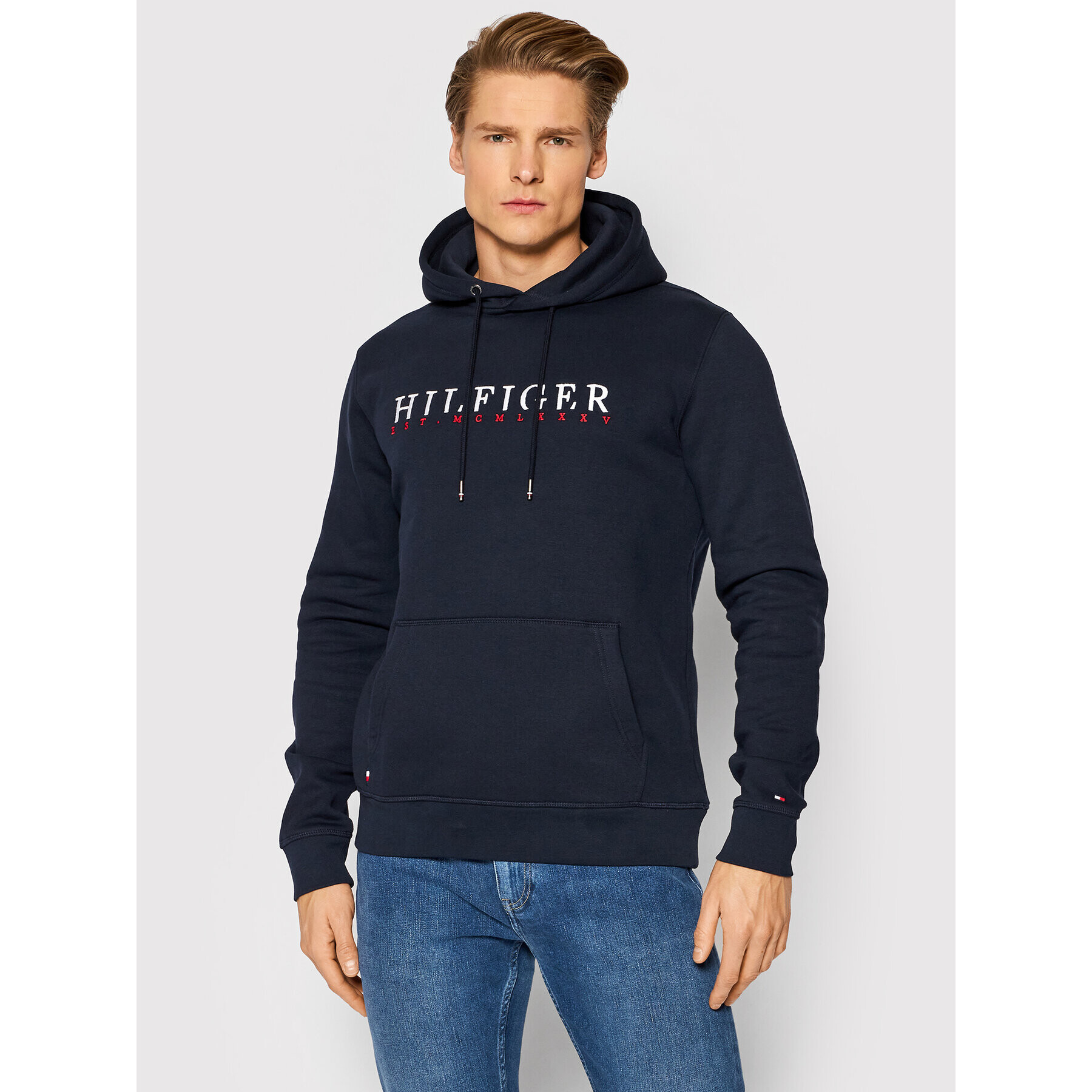 Tommy Hilfiger Pulóver Corp Graphic MW0MW22204 Sötétkék Regular Fit - Pepit.hu