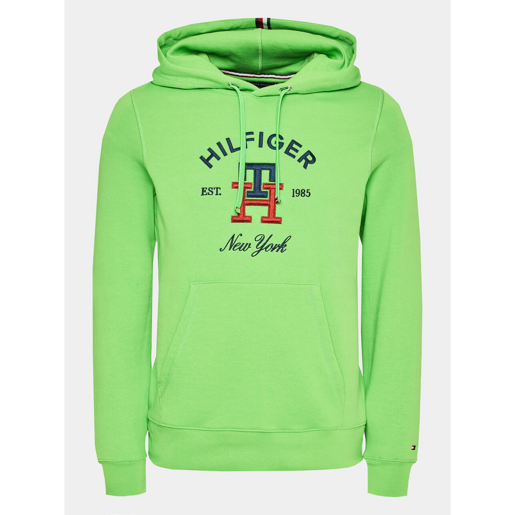 Tommy Hilfiger Pulóver Curved Monogram MW0MW30017 Zöld Regular Fit - Pepit.hu