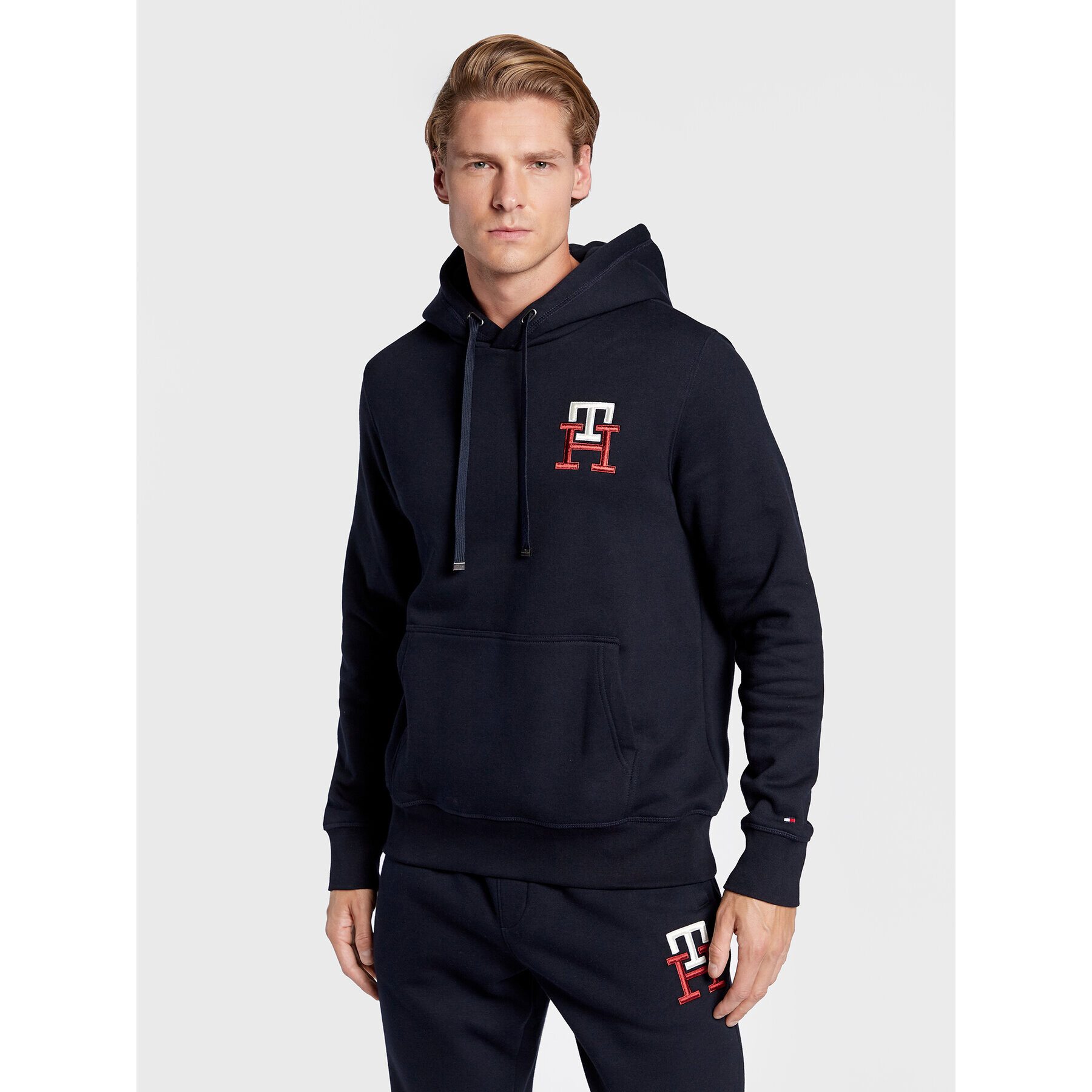 Tommy Hilfiger Pulóver Essential Monogram MW0MW28677 Sötétkék Regular Fit - Pepit.hu