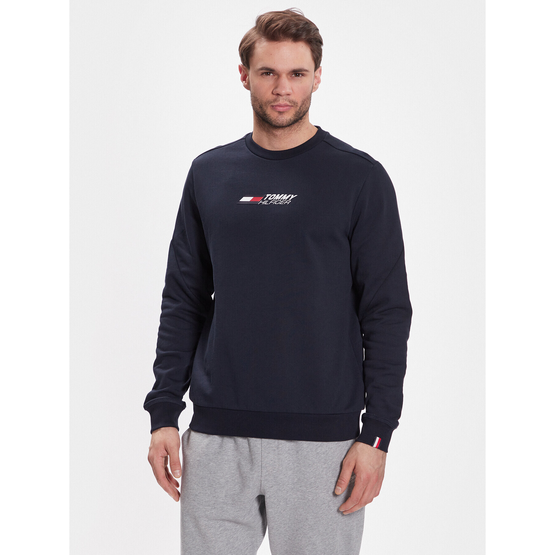 Tommy Hilfiger Pulóver Essentials MW0MW30382 Sötétkék Regular Fit - Pepit.hu