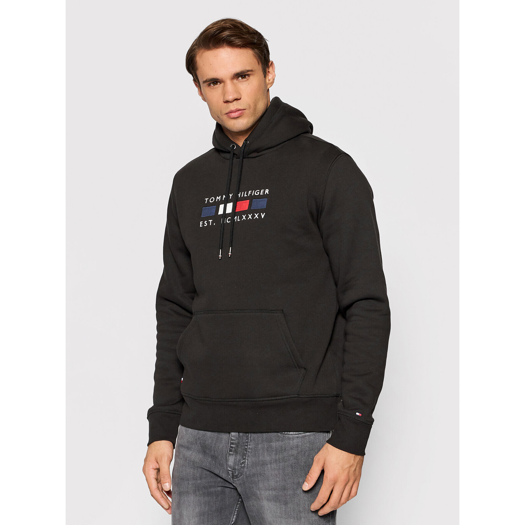 Tommy Hilfiger Pulóver Four Flags MW0MW20132 Fekete Regular Fit - Pepit.hu