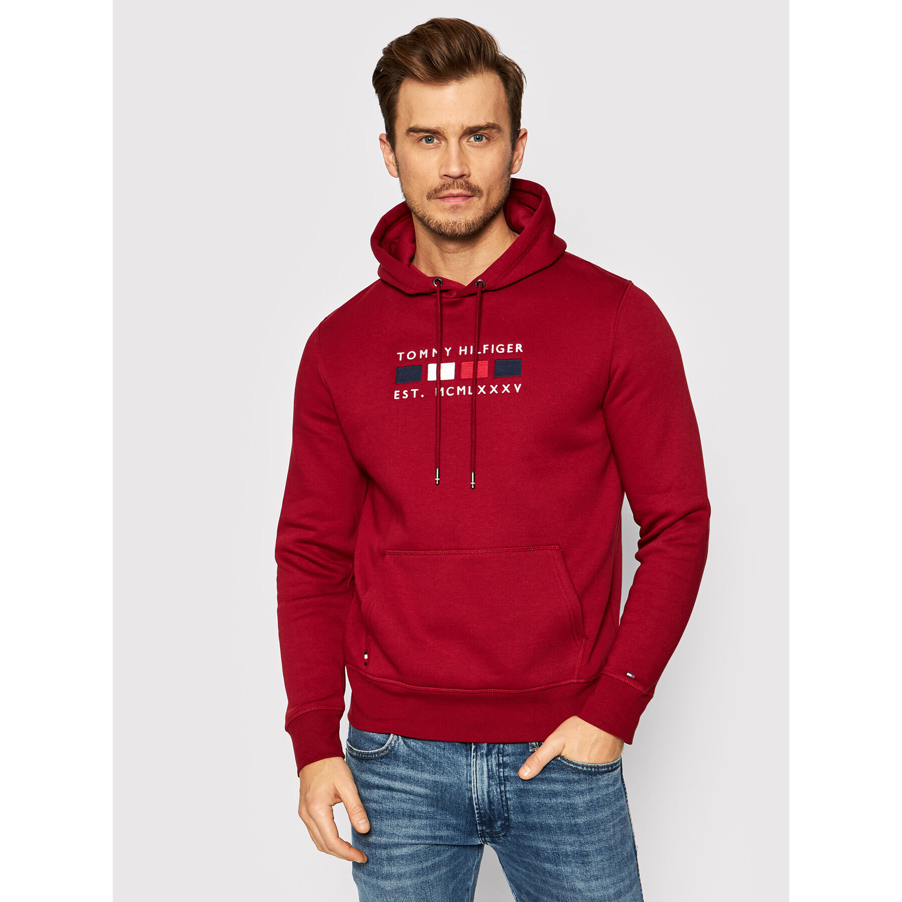 Tommy Hilfiger Pulóver Four Flags MW0MW20132 Piros Regular Fit - Pepit.hu