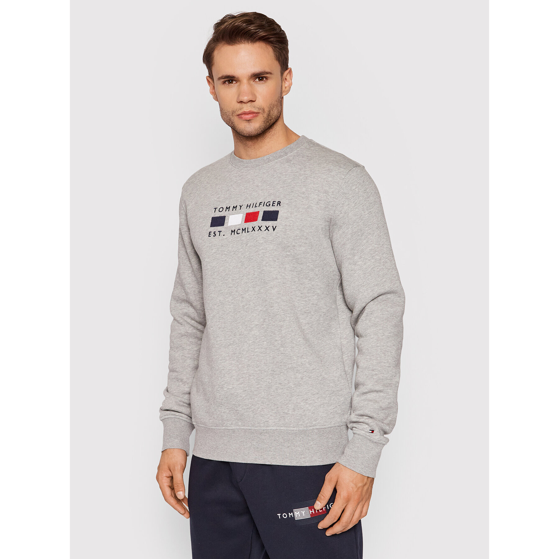 Tommy Hilfiger Pulóver Four Flags MW0MW20133 Szürke Regular Fit - Pepit.hu