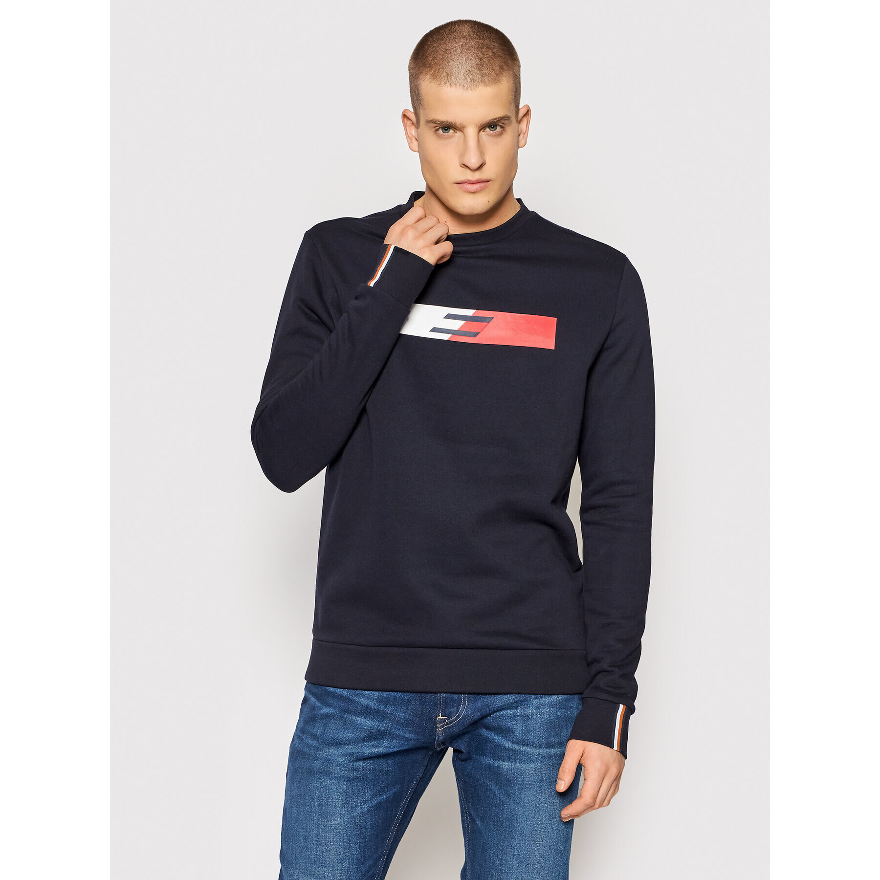 Tommy Hilfiger Pulóver Graphic Crew MW0MW19762 Sötétkék Regular Fit - Pepit.hu