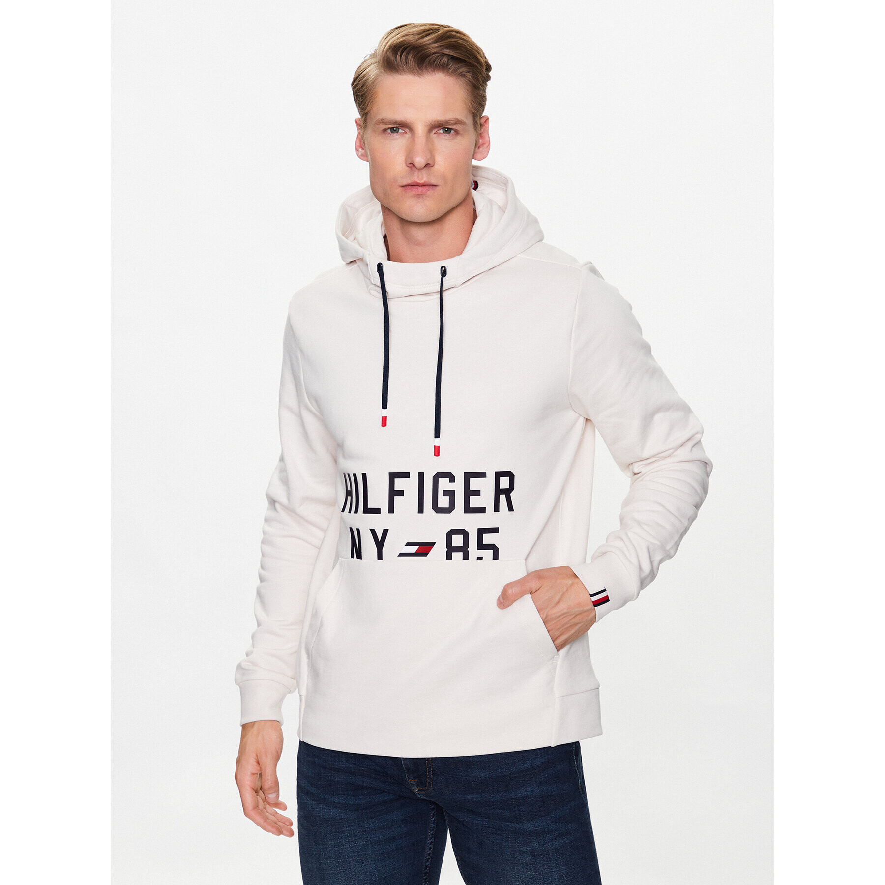 Tommy Hilfiger Pulóver Graphic MW0MW30400 Ekru Regular Fit - Pepit.hu