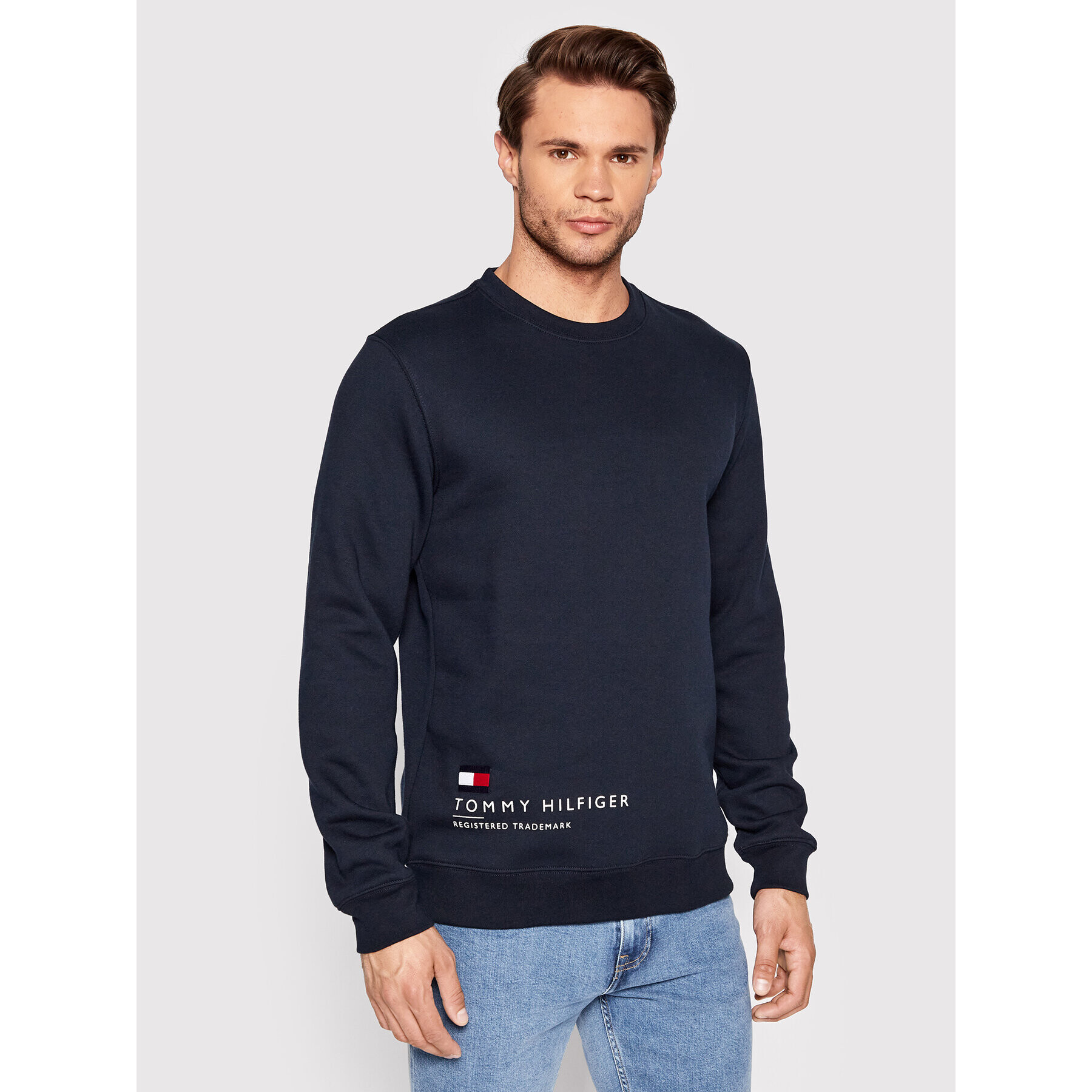 Tommy Hilfiger Pulóver Hem Placement MW0MW25068 Sötétkék Regular Fit - Pepit.hu