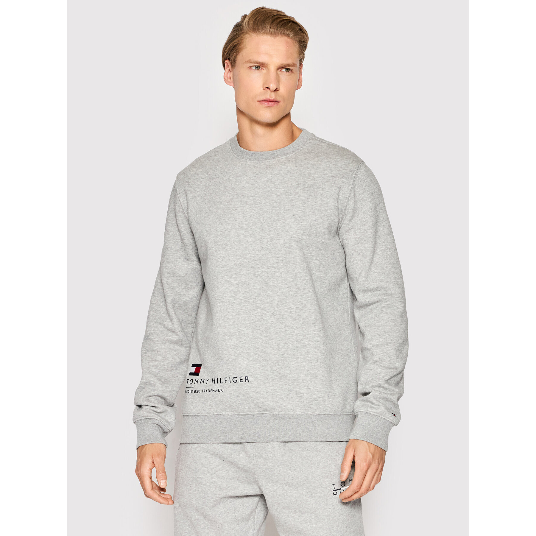 Tommy Hilfiger Pulóver Hem Placement MW0MW25068 Szürke Regular Fit - Pepit.hu