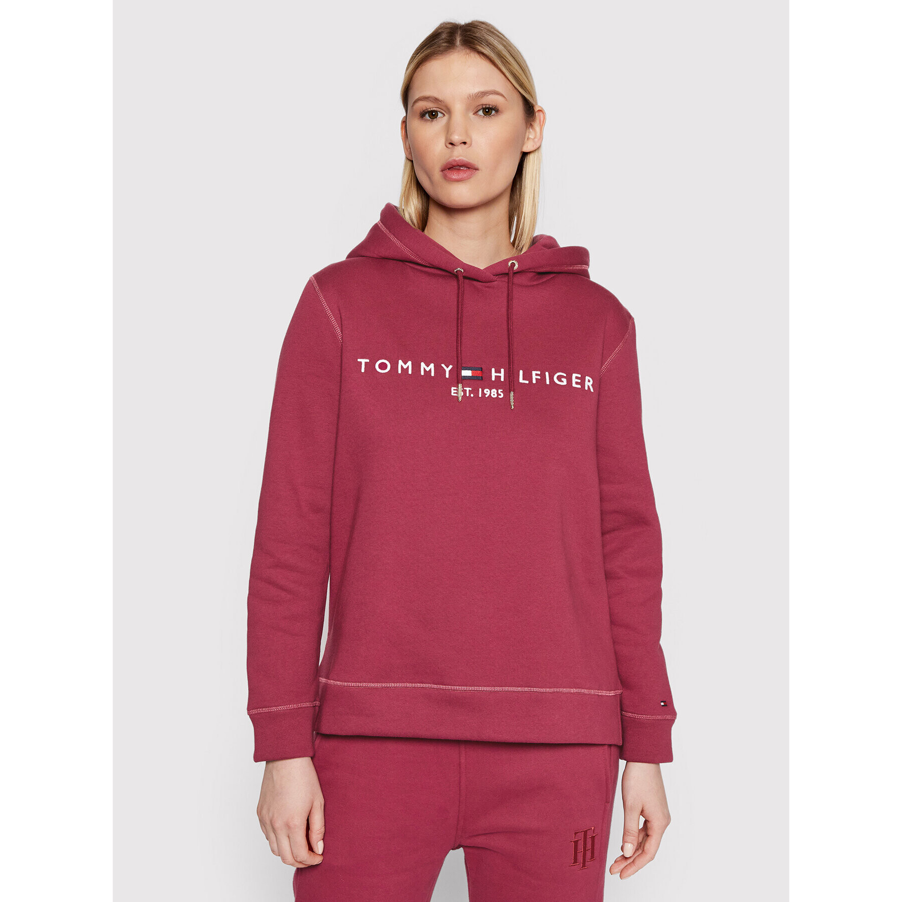 Tommy Hilfiger Pulóver Hoddie WW0WW26410 Rózsaszín Regular Fit - Pepit.hu