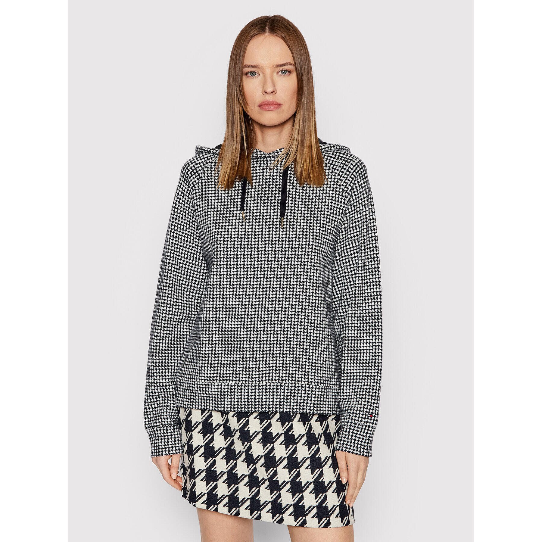 Tommy Hilfiger Pulóver Houndstooth WW0WW32909 Fekete Regular Fit - Pepit.hu