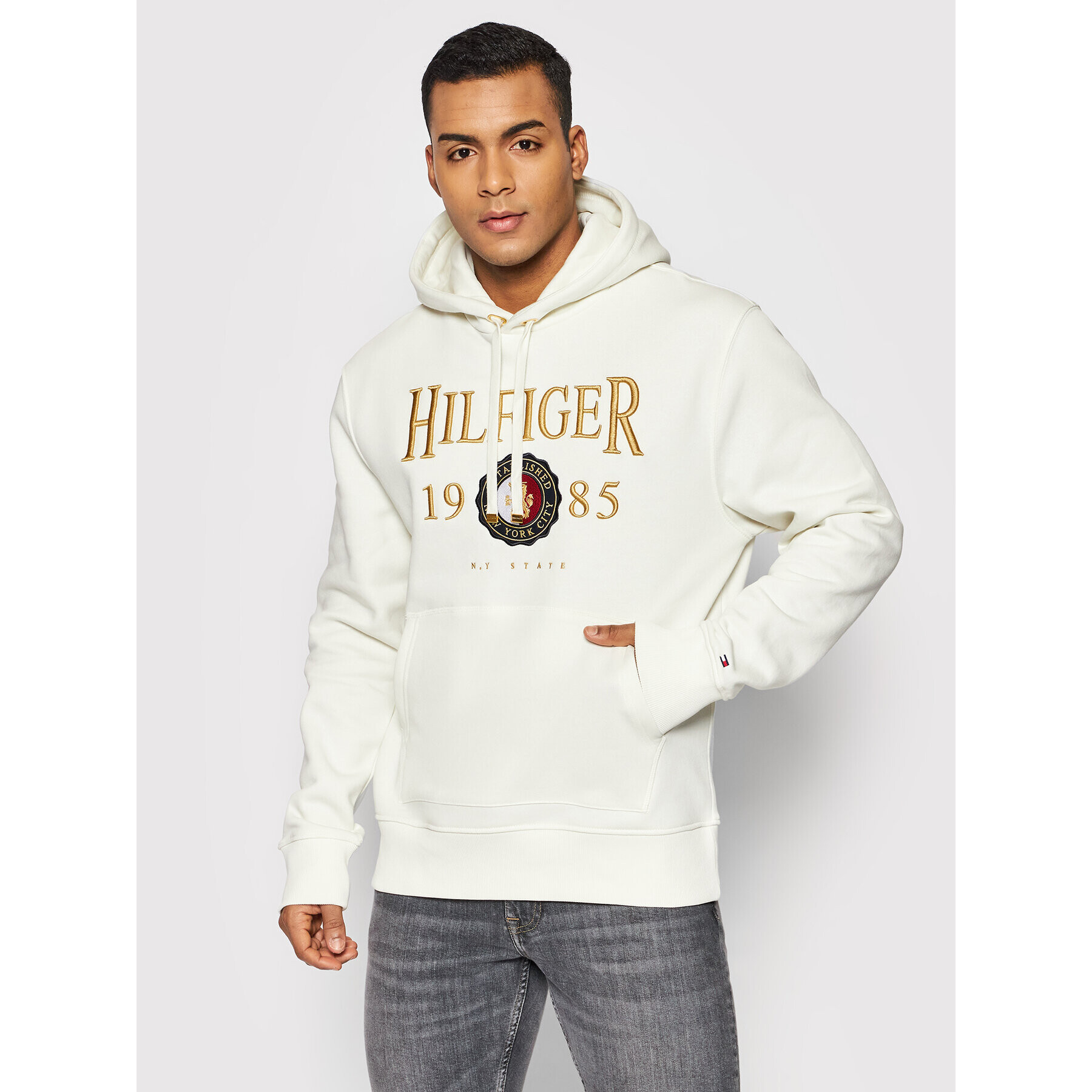 Tommy Hilfiger Pulóver Icon Crest MW0MW22124 Fehér Regular Fit - Pepit.hu