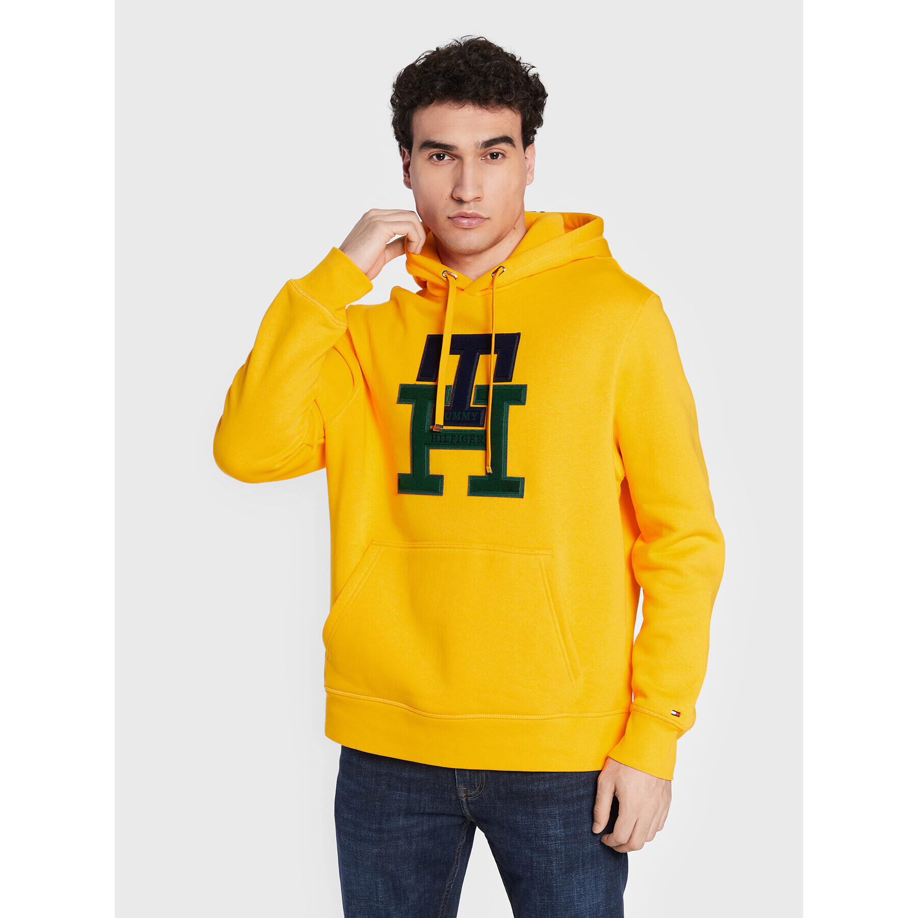 Tommy Hilfiger Pulóver Icon Monogram MW0MW29586 Sárga Relaxed Fit - Pepit.hu