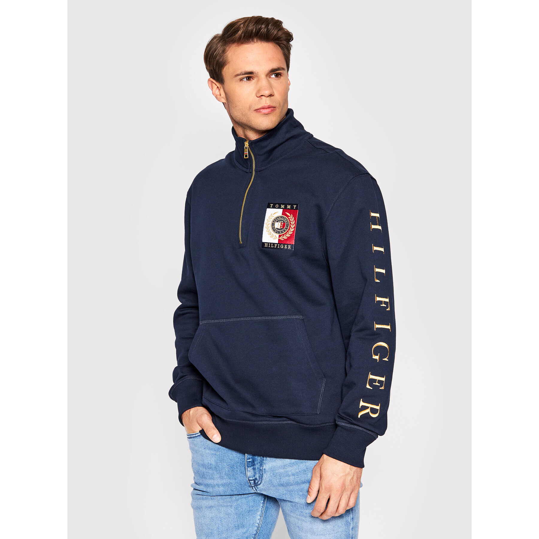 Tommy Hilfiger Pulóver Icon Square MW0MW24344 Sötétkék Regular Fit - Pepit.hu