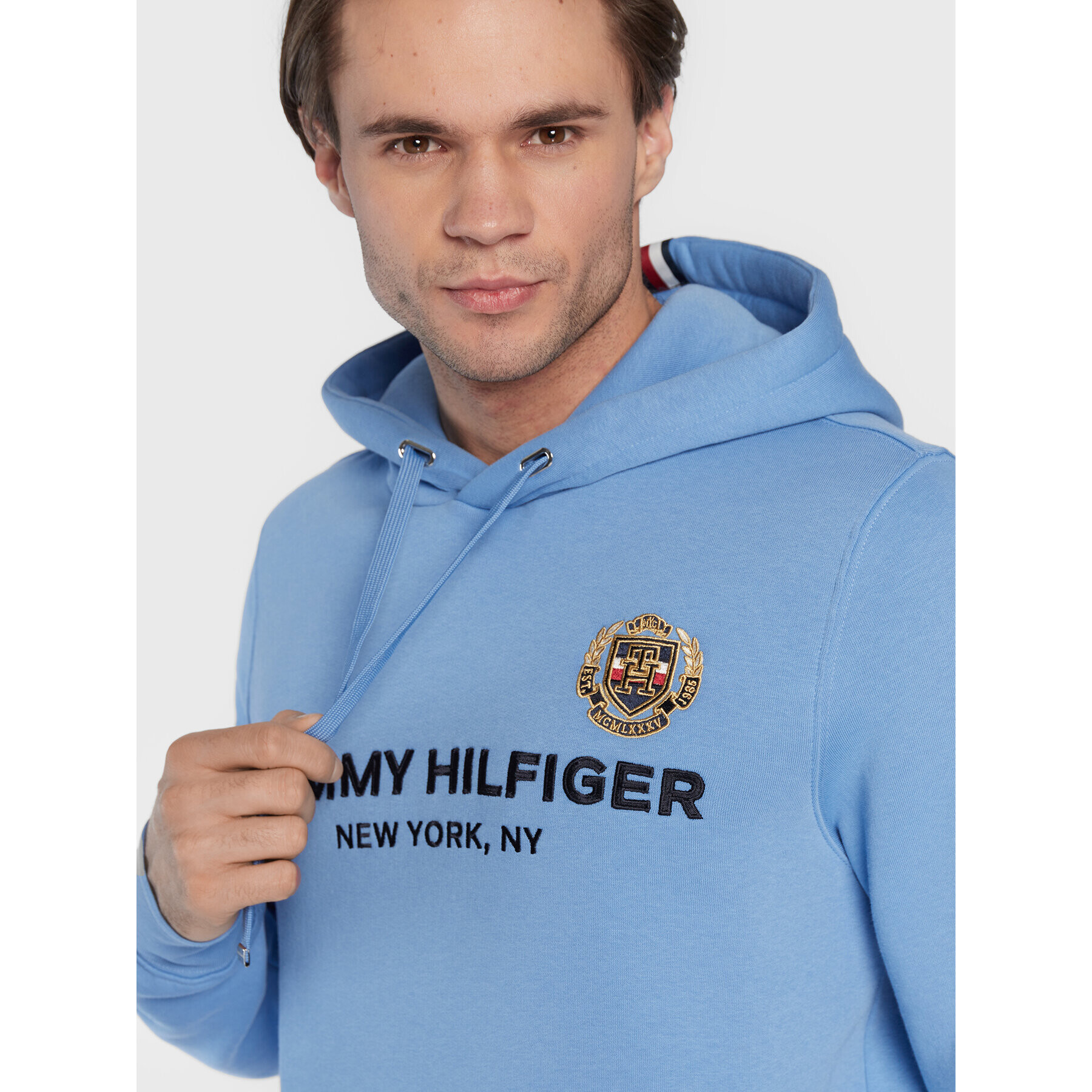 Tommy Hilfiger Pulóver Icon Stack Crest MW0MW29332 Kék Regular Fit - Pepit.hu