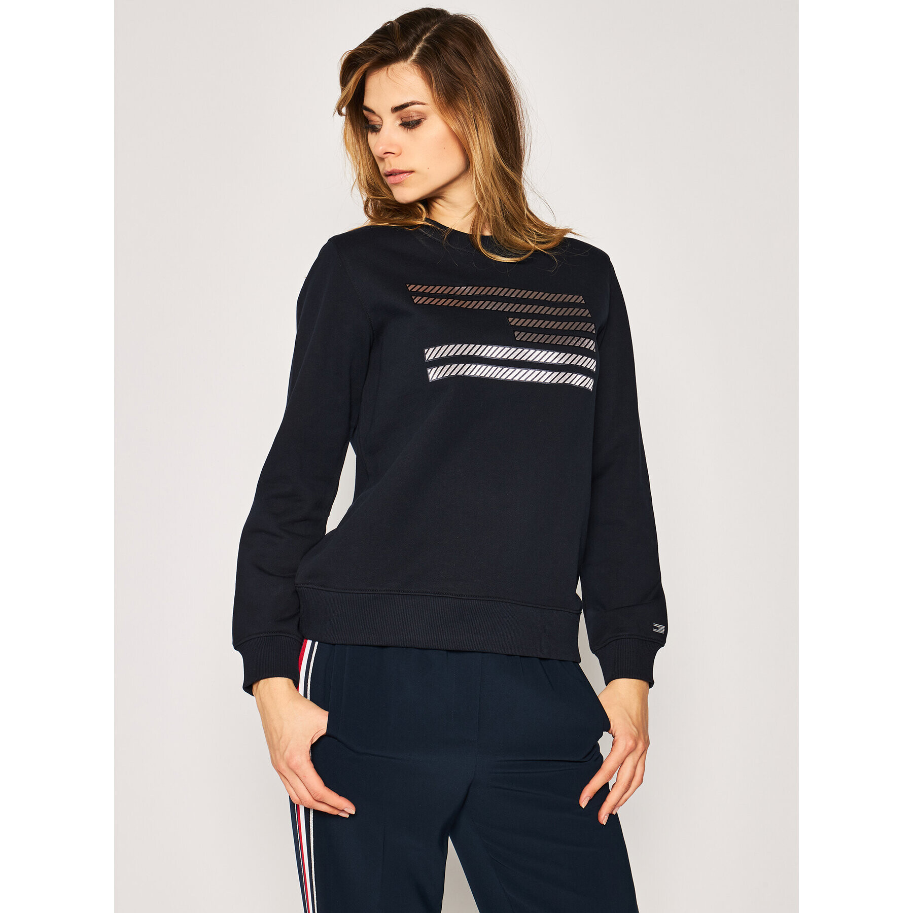 Tommy Hilfiger Pulóver ICONS Relaxed C-Nk WW0WW27841 Sötétkék Regular Fit - Pepit.hu