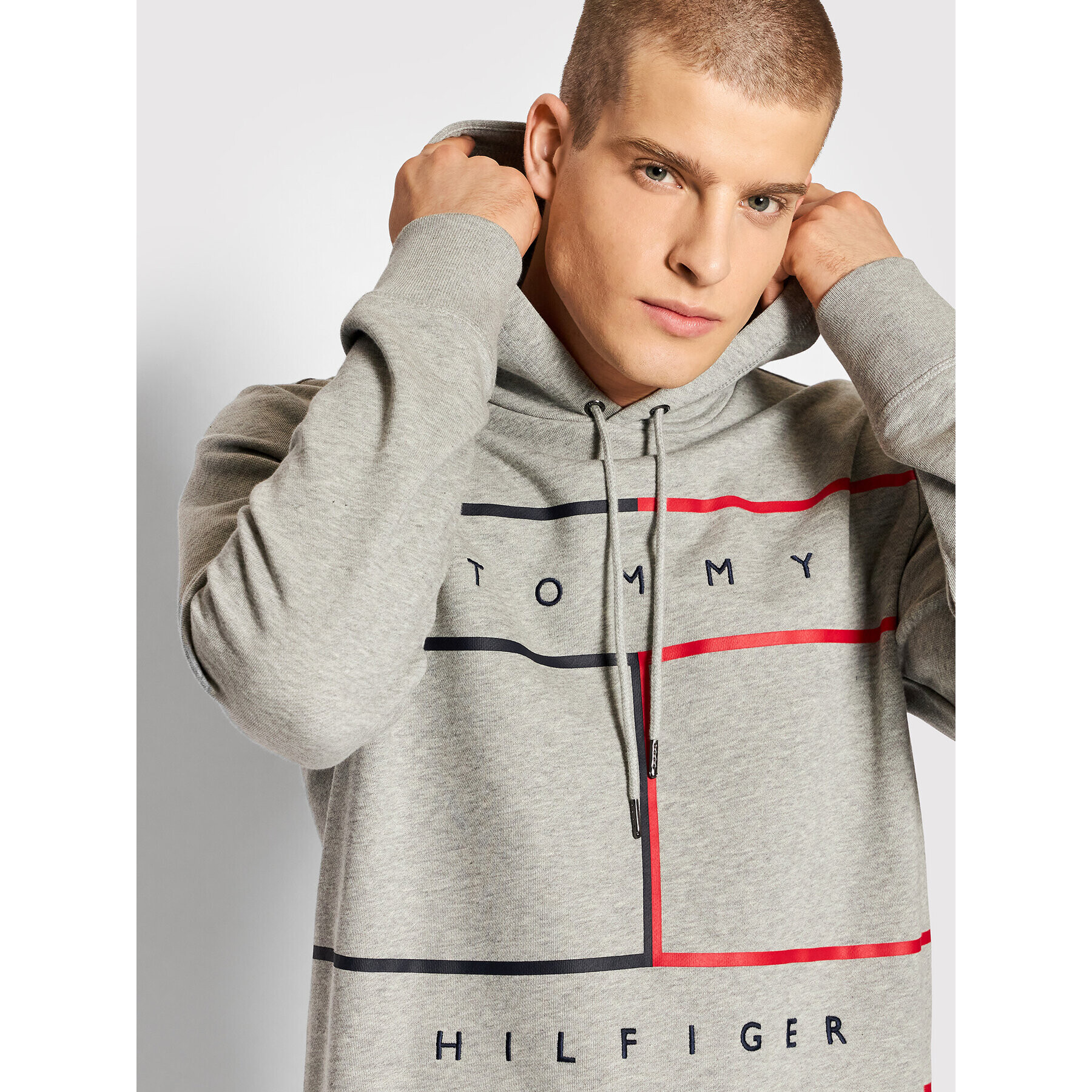 Tommy Hilfiger Pulóver Large Rwb Flag MW0MW25048 Szürke Regular Fit - Pepit.hu