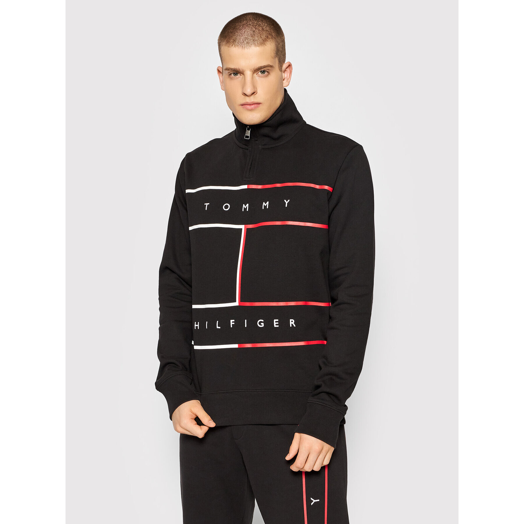 Tommy Hilfiger Pulóver Large Rwb Flag MW0MW25049 Fekete Regular Fit - Pepit.hu