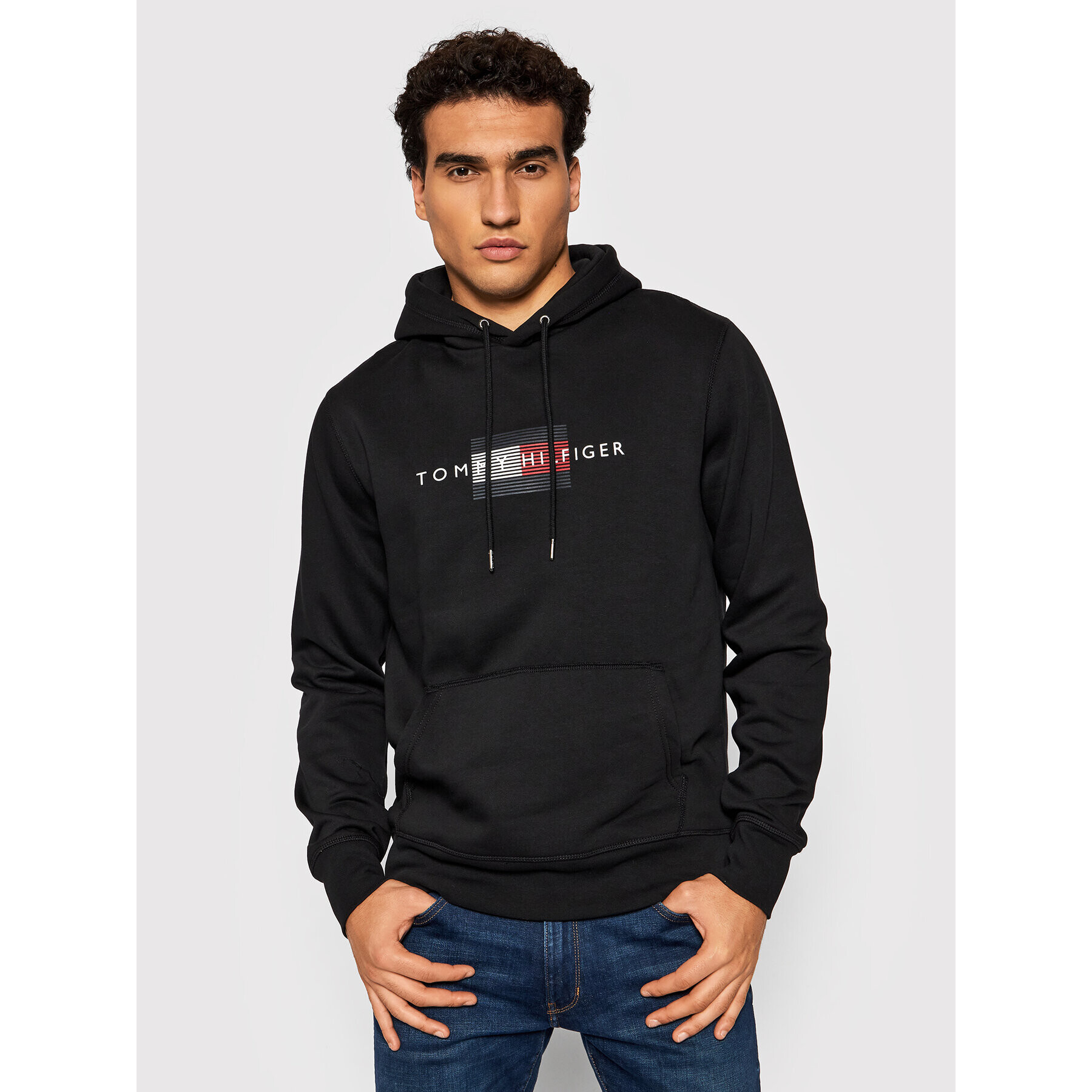 Tommy Hilfiger Pulóver Lines MW0MW20952 Fekete Regular Fit - Pepit.hu