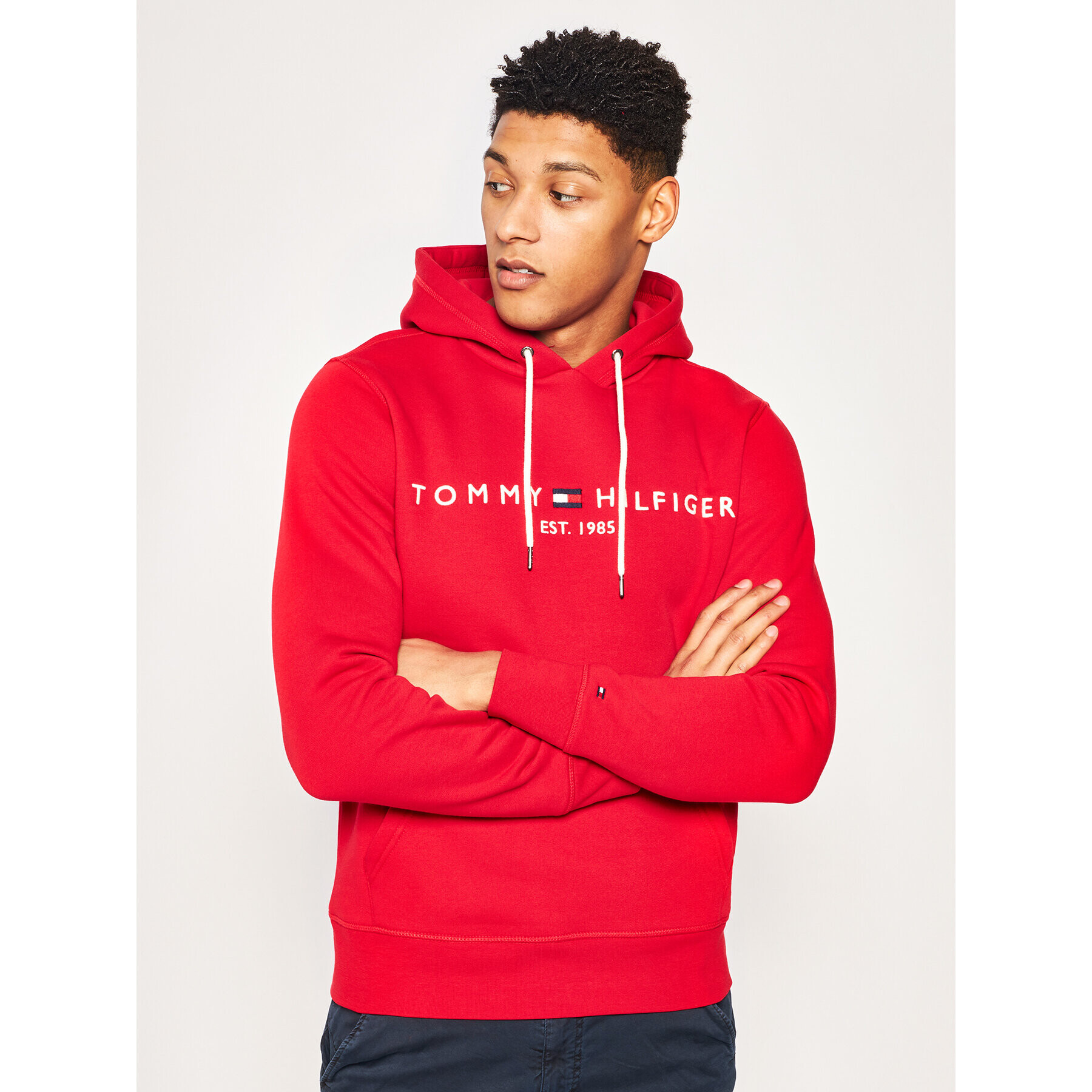 Tommy Hilfiger Pulóver Logo Hoody MW0MW11599 Piros Regular Fit - Pepit.hu