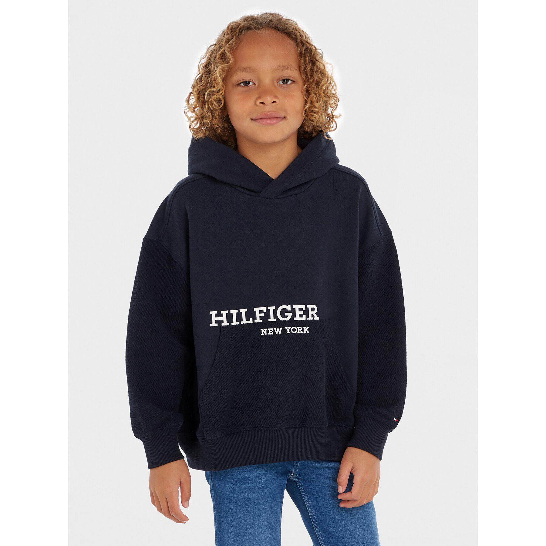 Tommy Hilfiger Pulóver Logo KB0KB08298 D Sötétkék Regular Fit - Pepit.hu