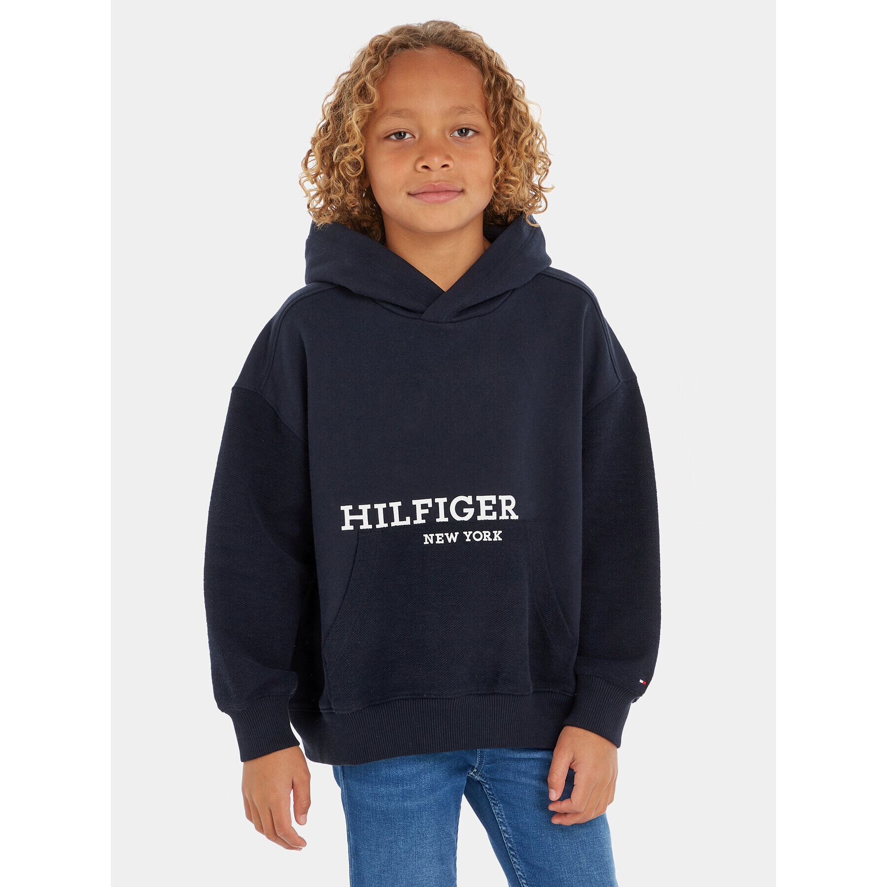 Tommy Hilfiger Pulóver Logo KB0KB08298 M Sötétkék Regular Fit - Pepit.hu