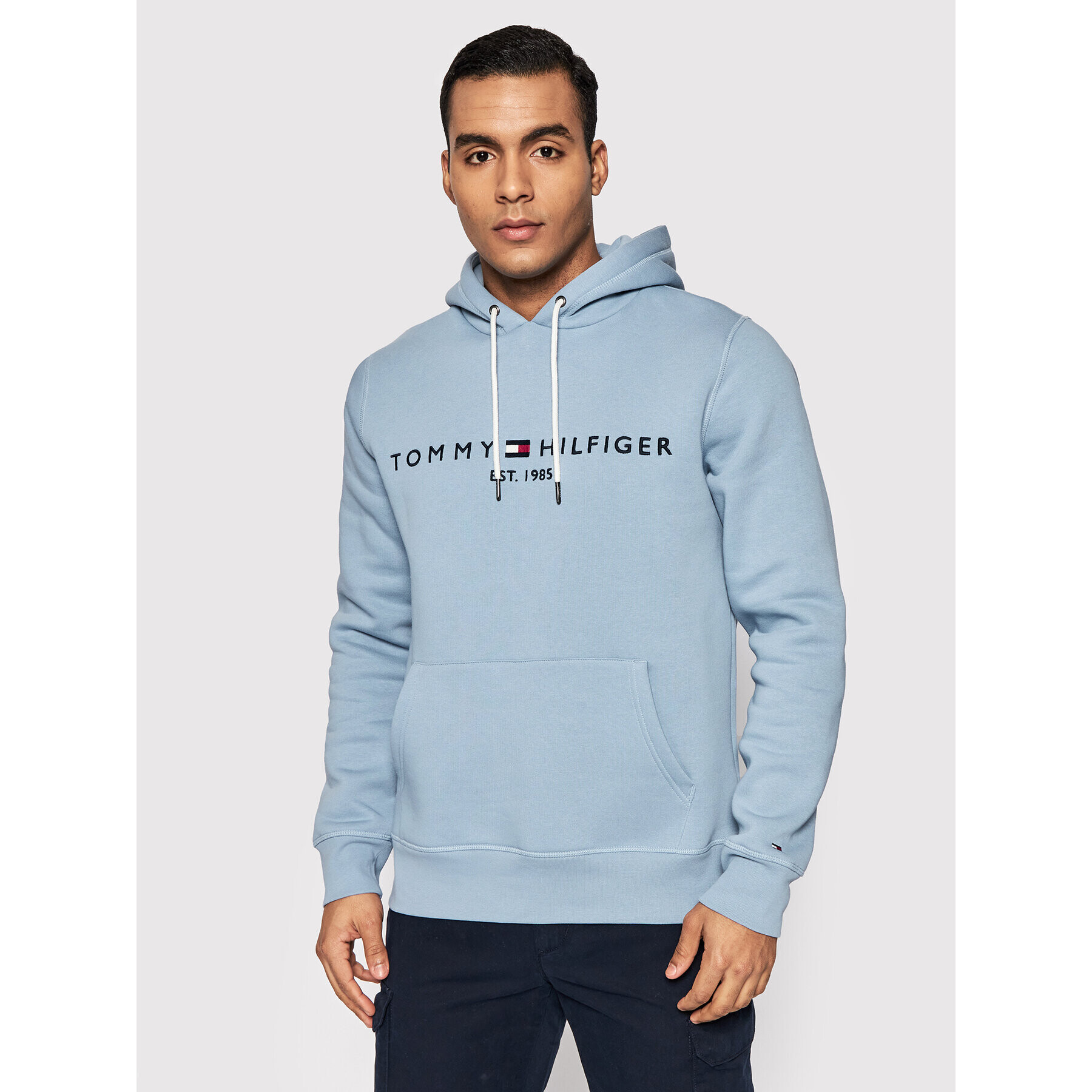 Tommy Hilfiger Pulóver Logo MW0MW11599 Kék Regular Fit - Pepit.hu