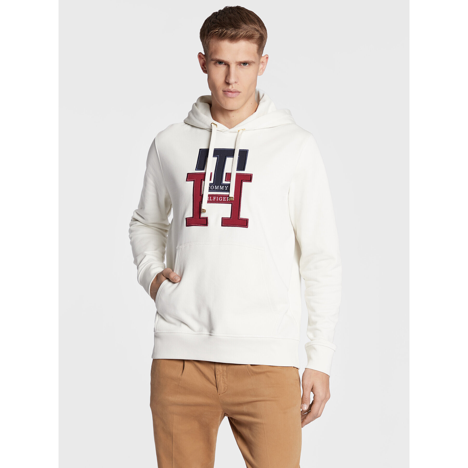 Tommy Hilfiger Pulóver Lux Monogram MW0MW28187 Bézs Regular Fit - Pepit.hu