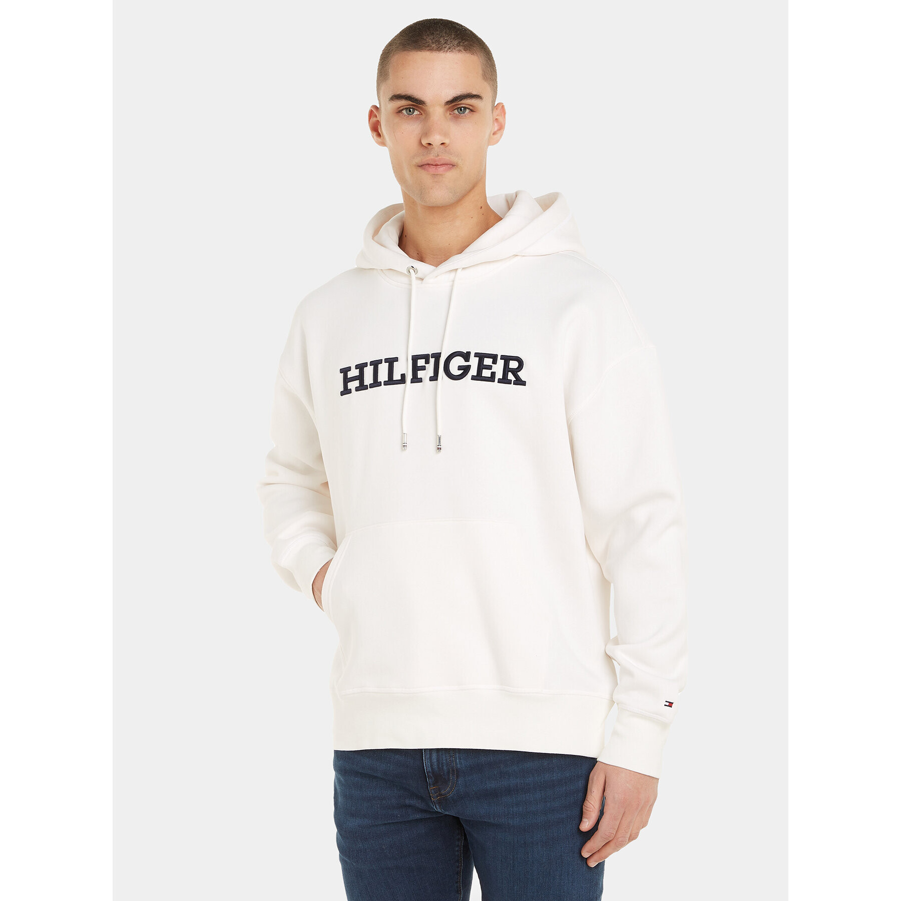 Tommy Hilfiger Pulóver Monotype Embro MW0MW33062 Fehér Regular Fit - Pepit.hu