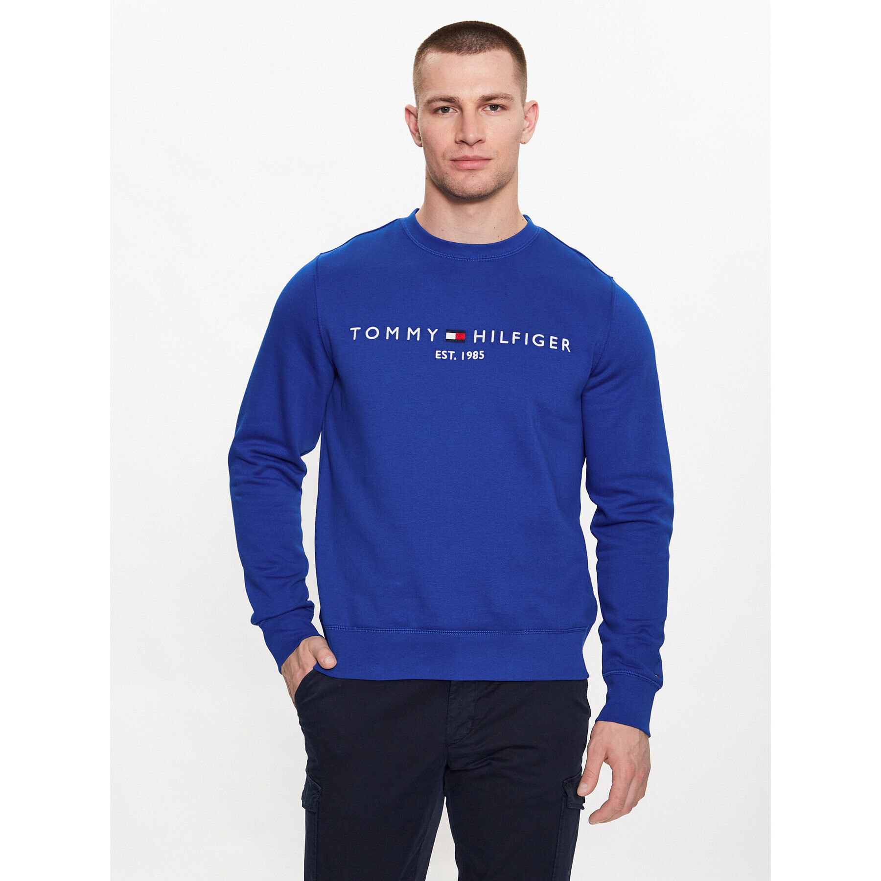 Tommy Hilfiger Pulóver MW0MW11596 Kék Regular Fit - Pepit.hu